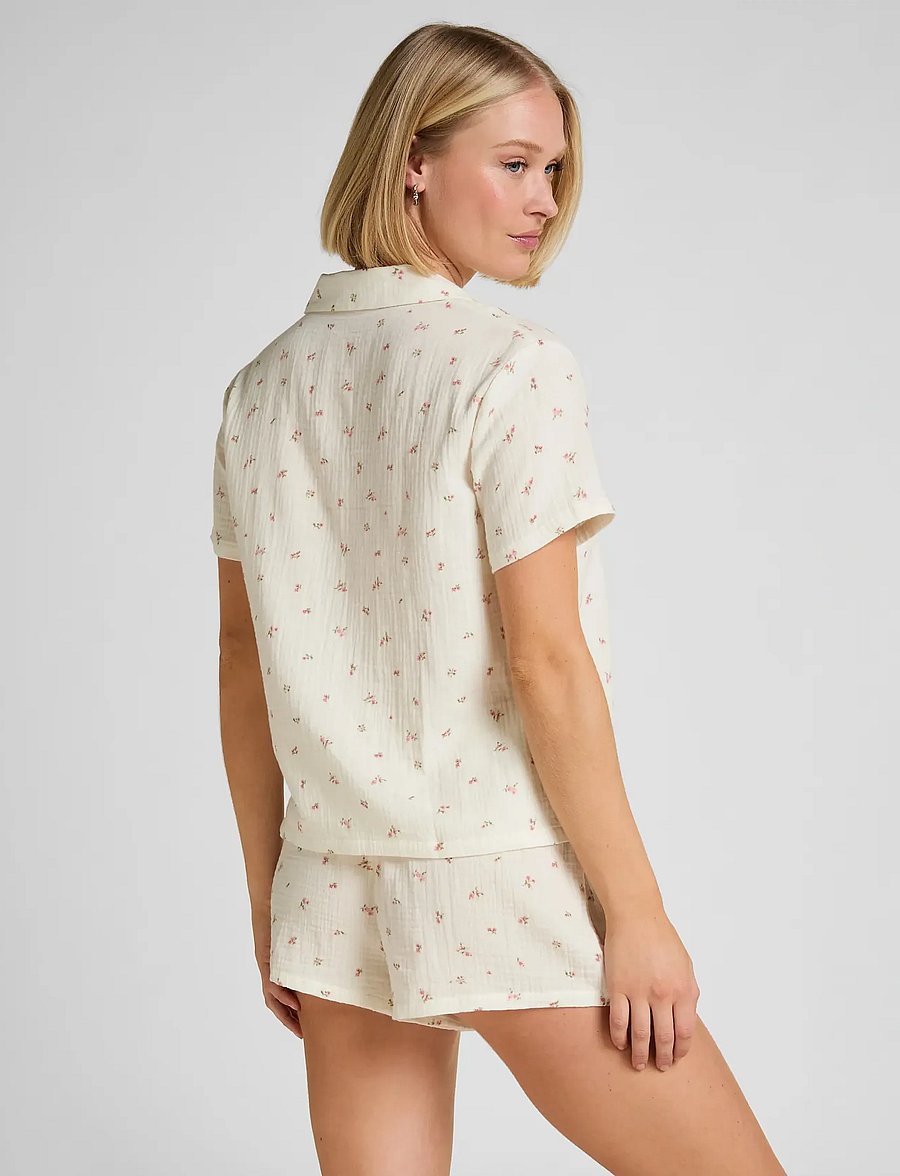 Hunkemöller - JACKET SS MUSLIN FLOWER - snow white - 5