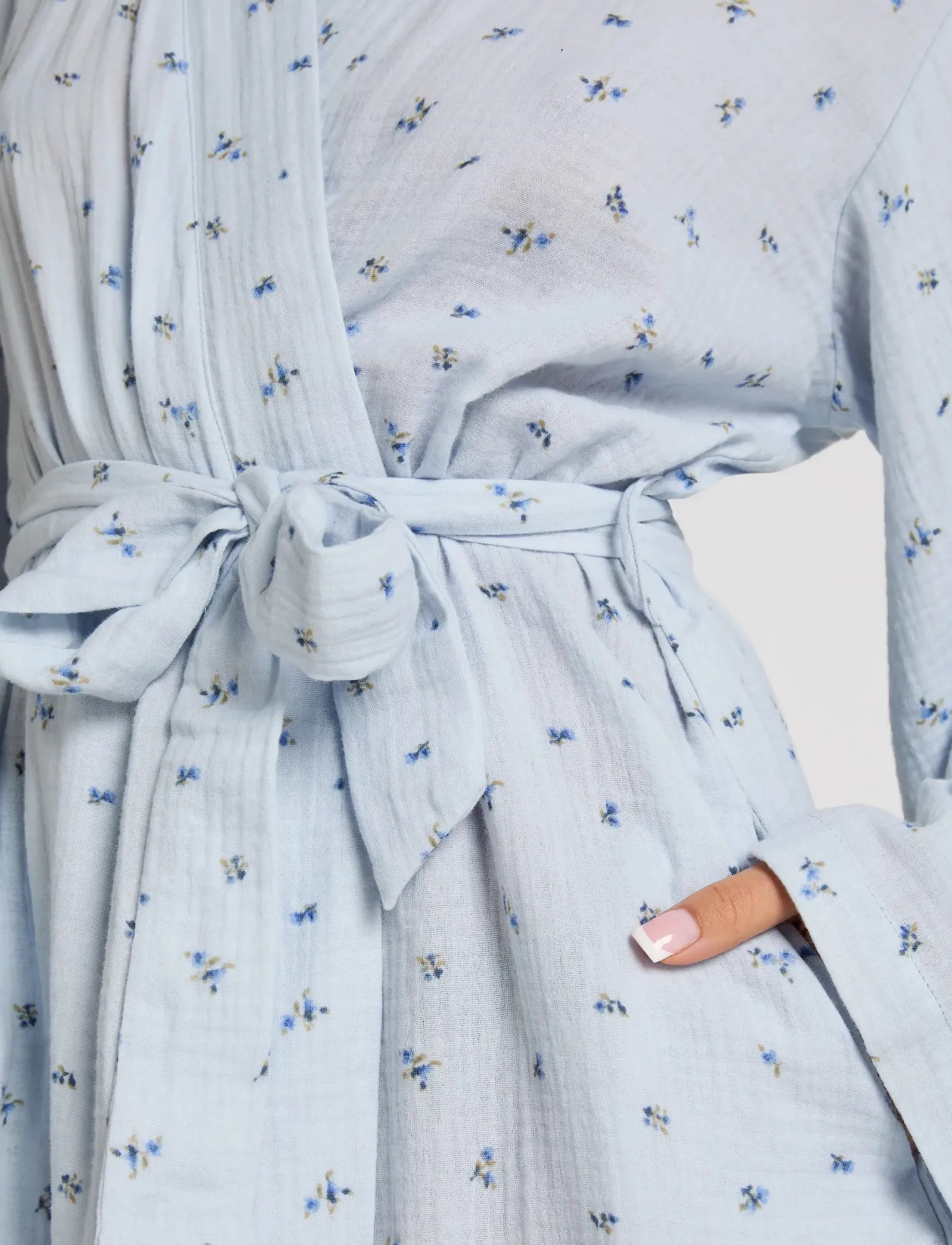 Hunkemöller - Robe Short Muslin Flower - bademäntel - vista blue - 3