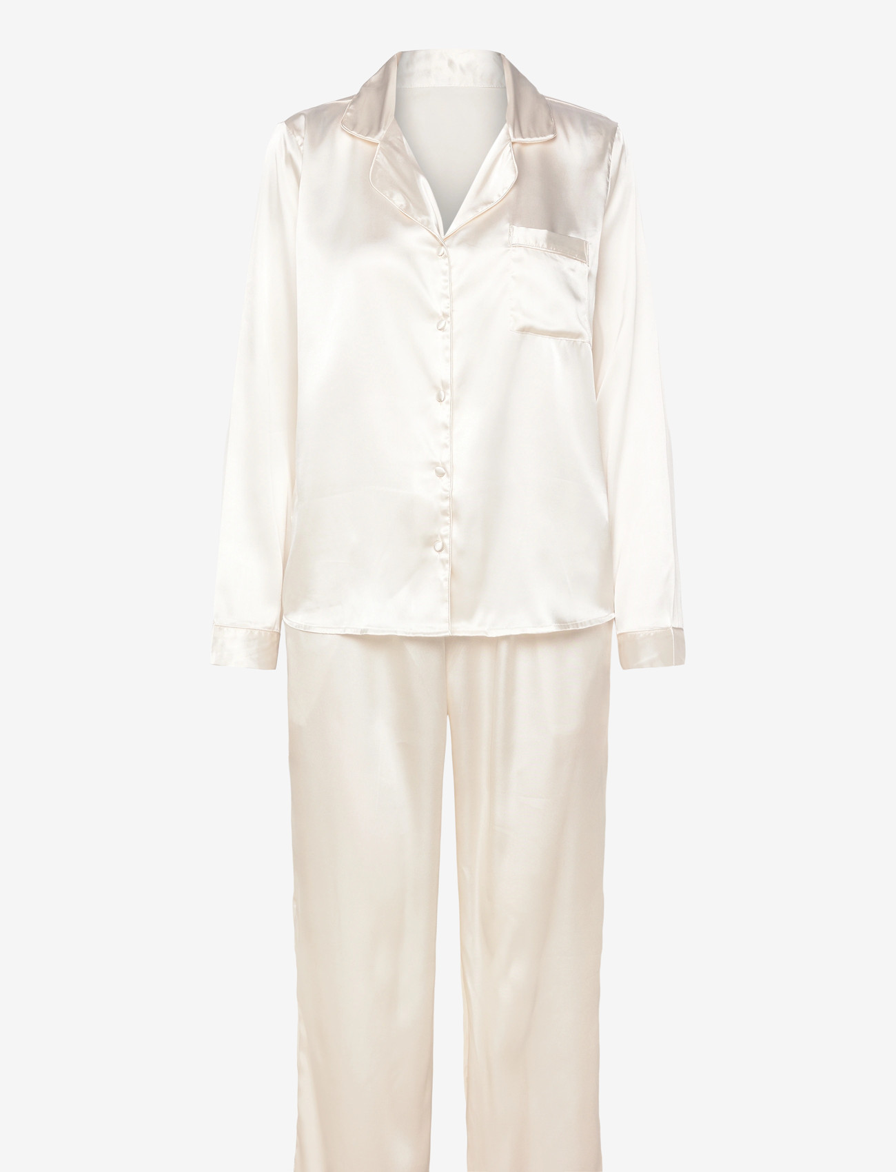 Hunkemöller - Pj Ls Shiny Satin - pyjamas - gardenia - 1