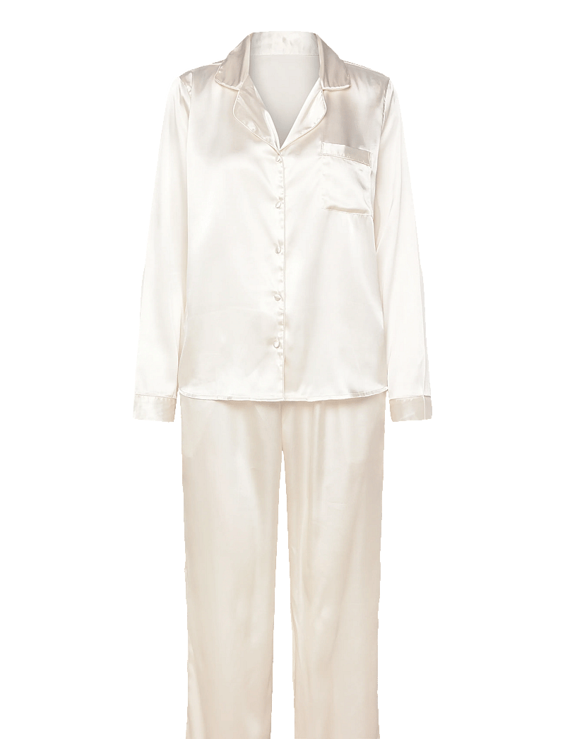 Hunkemöller - Pj Ls Shiny Satin - pyjamas - gardenia - 1