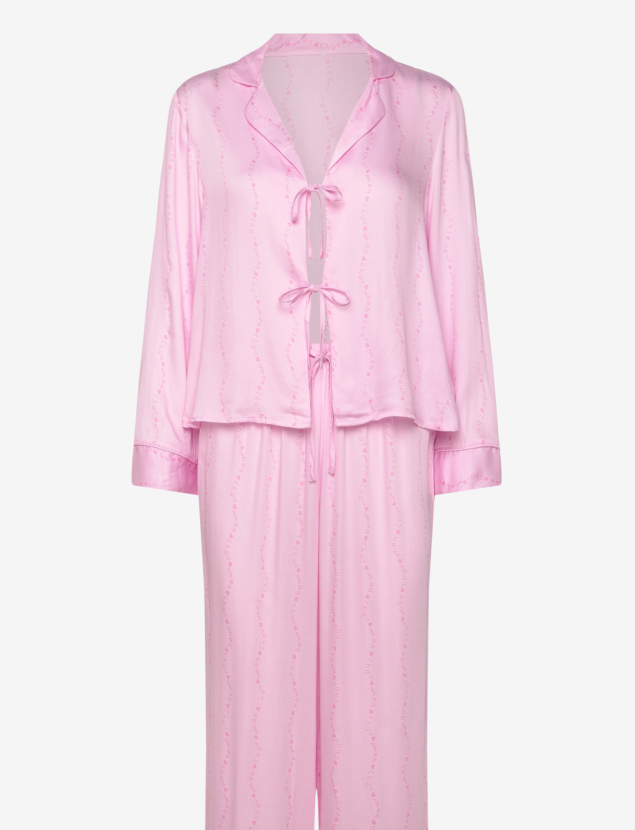 Hunkemöller - Pj Ls Tie Woven Monchou - pyjamas - pink lady - 1