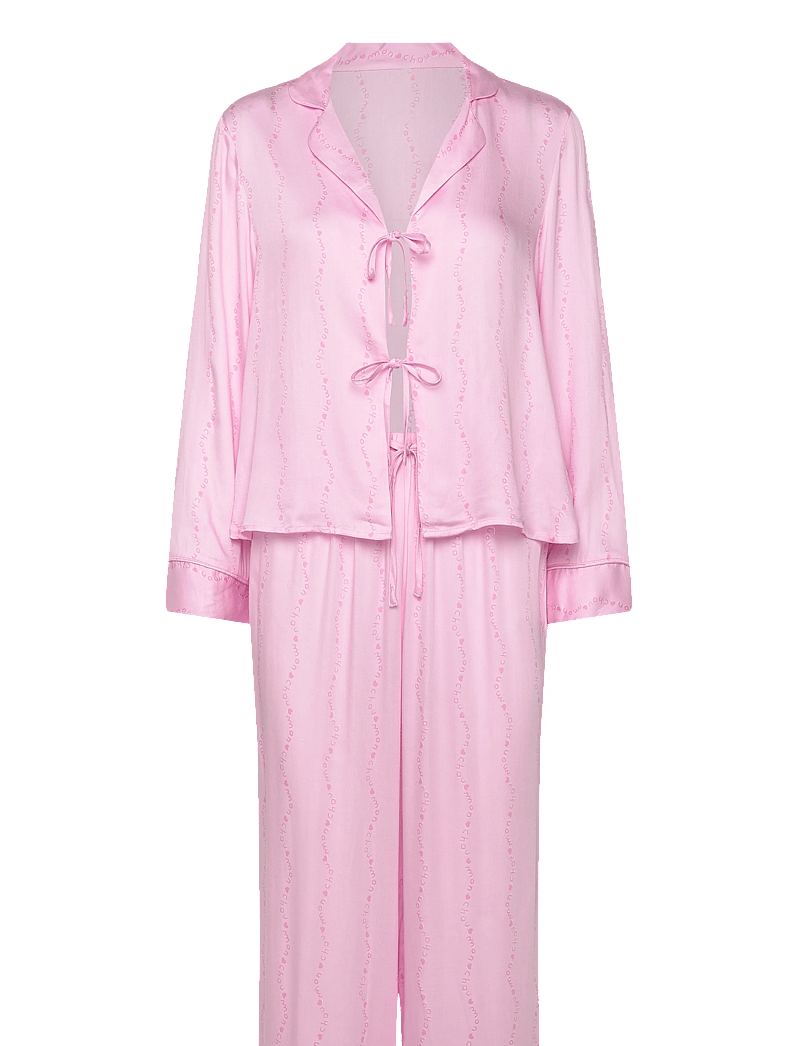Hunkemöller - Pj Ls Tie Woven Monchou - pyjamas - pink lady - 1