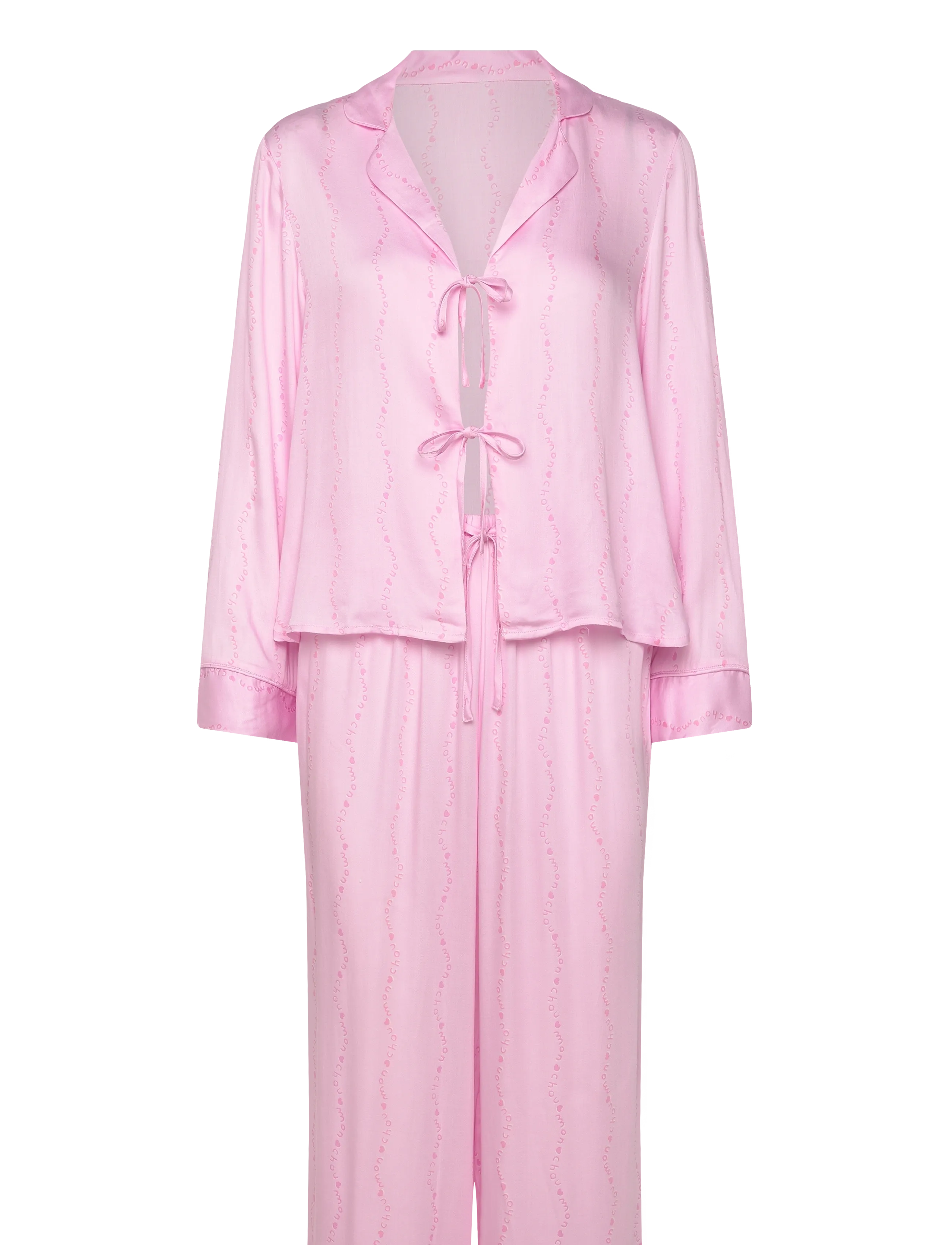 Hunkemöller Pj Ls Tie Woven Monchou - Pidžaamad - PINK LADY / pink/rose