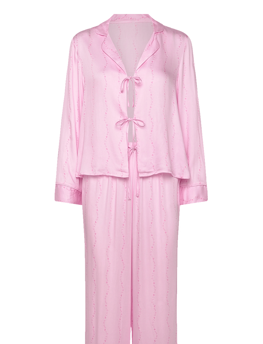 Hunkemöller - Pj Ls Tie Woven Monchou - pyjamas - pink lady - 1