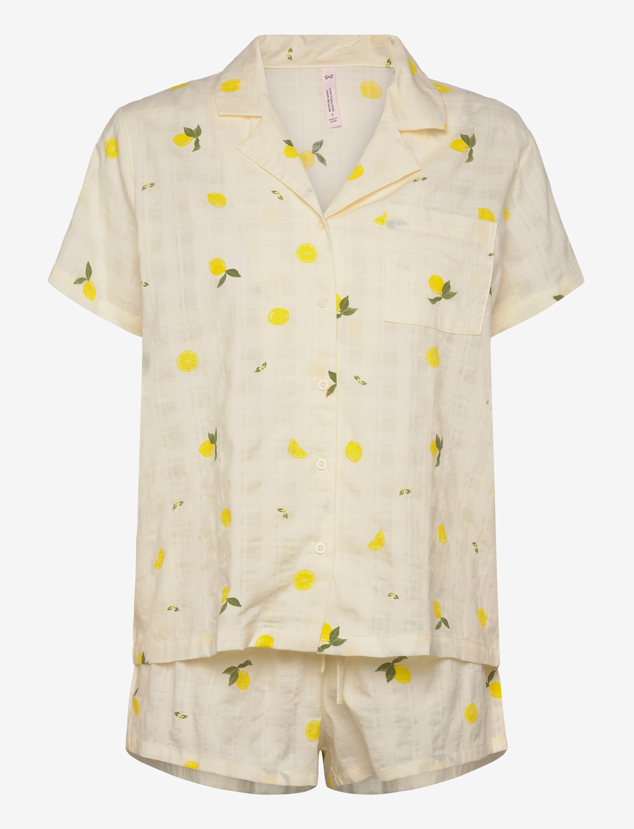 Hunkemöller - Pj Ss Woven Lemon - pyjamas - winter white - 1