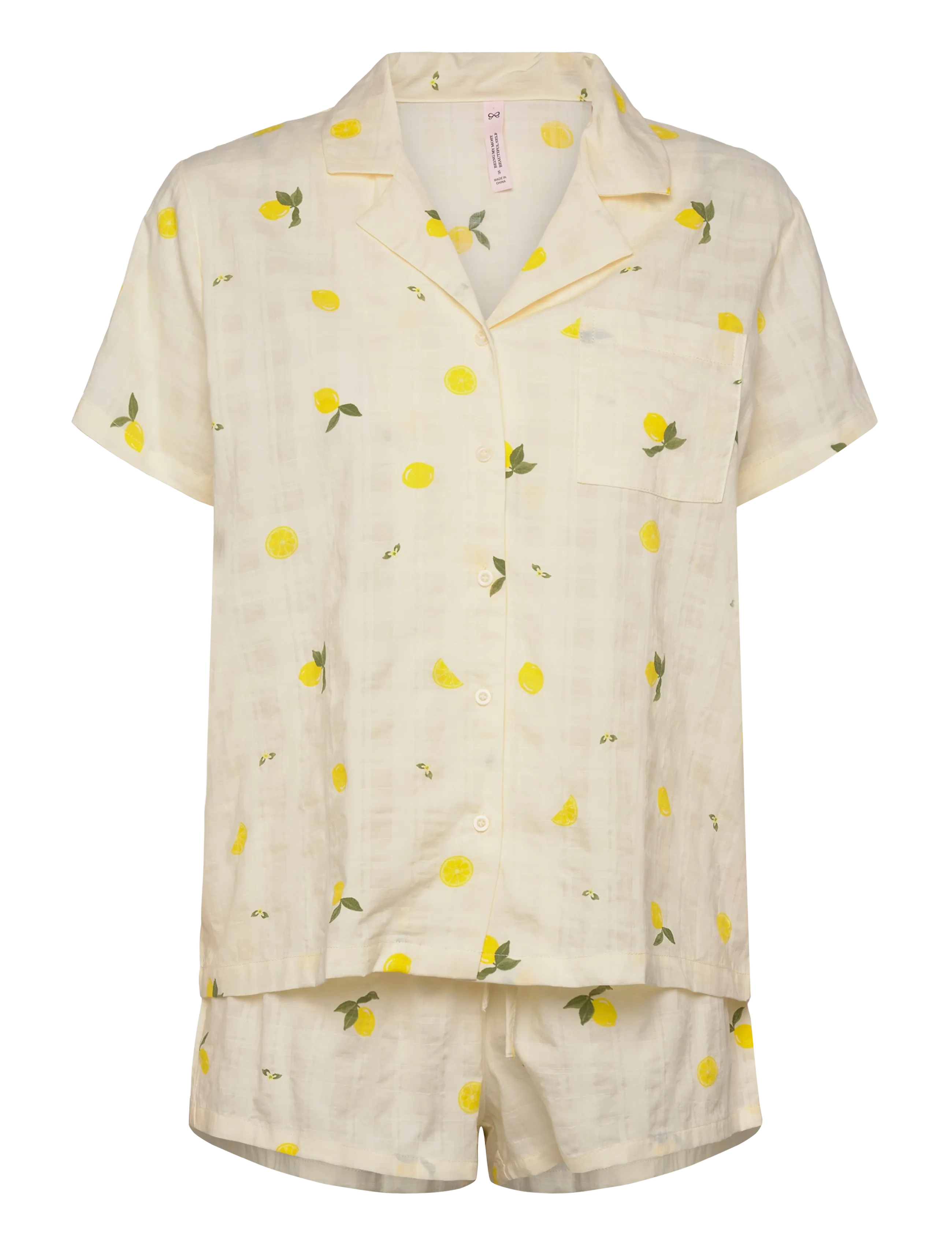 Hunkemöller Pj Ss Woven Lemon - Pyjamas - WINTER WHITE / yellow