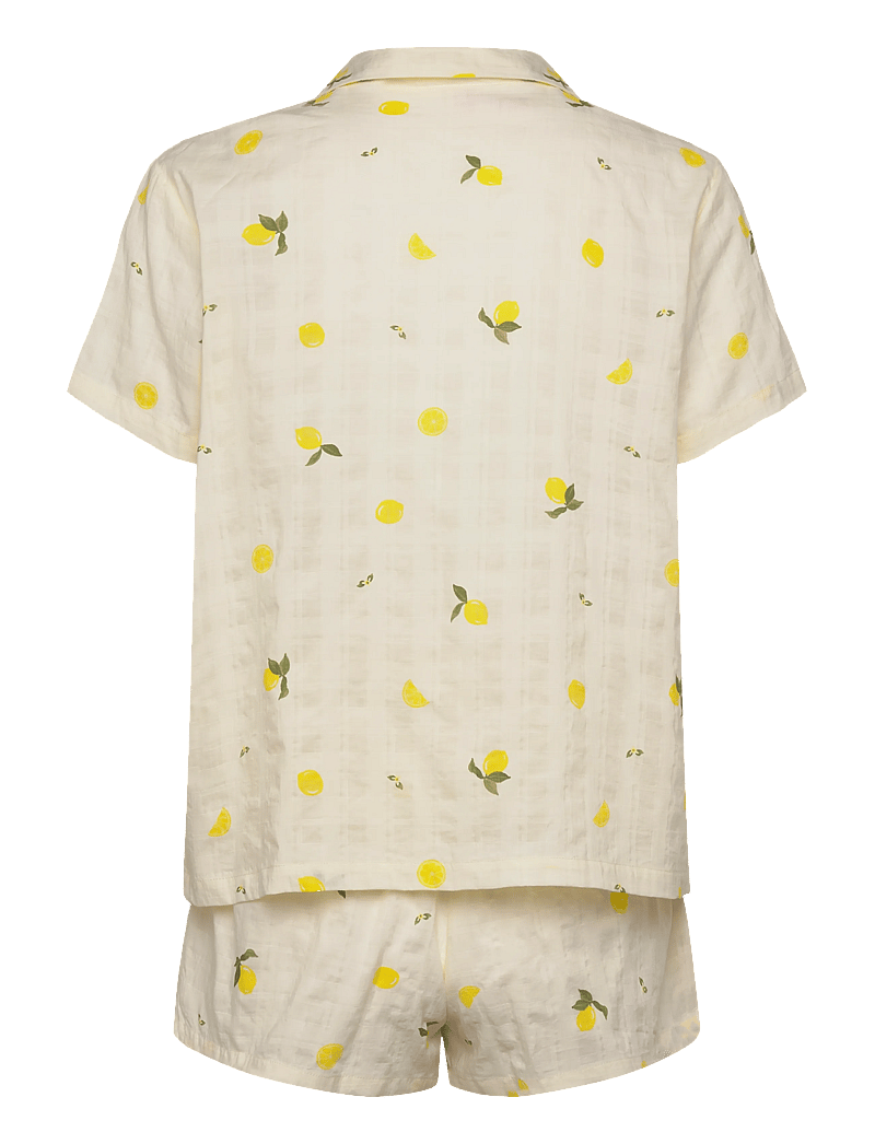 Hunkemöller - Pj Ss Woven Lemon - pyjamas - winter white - 2