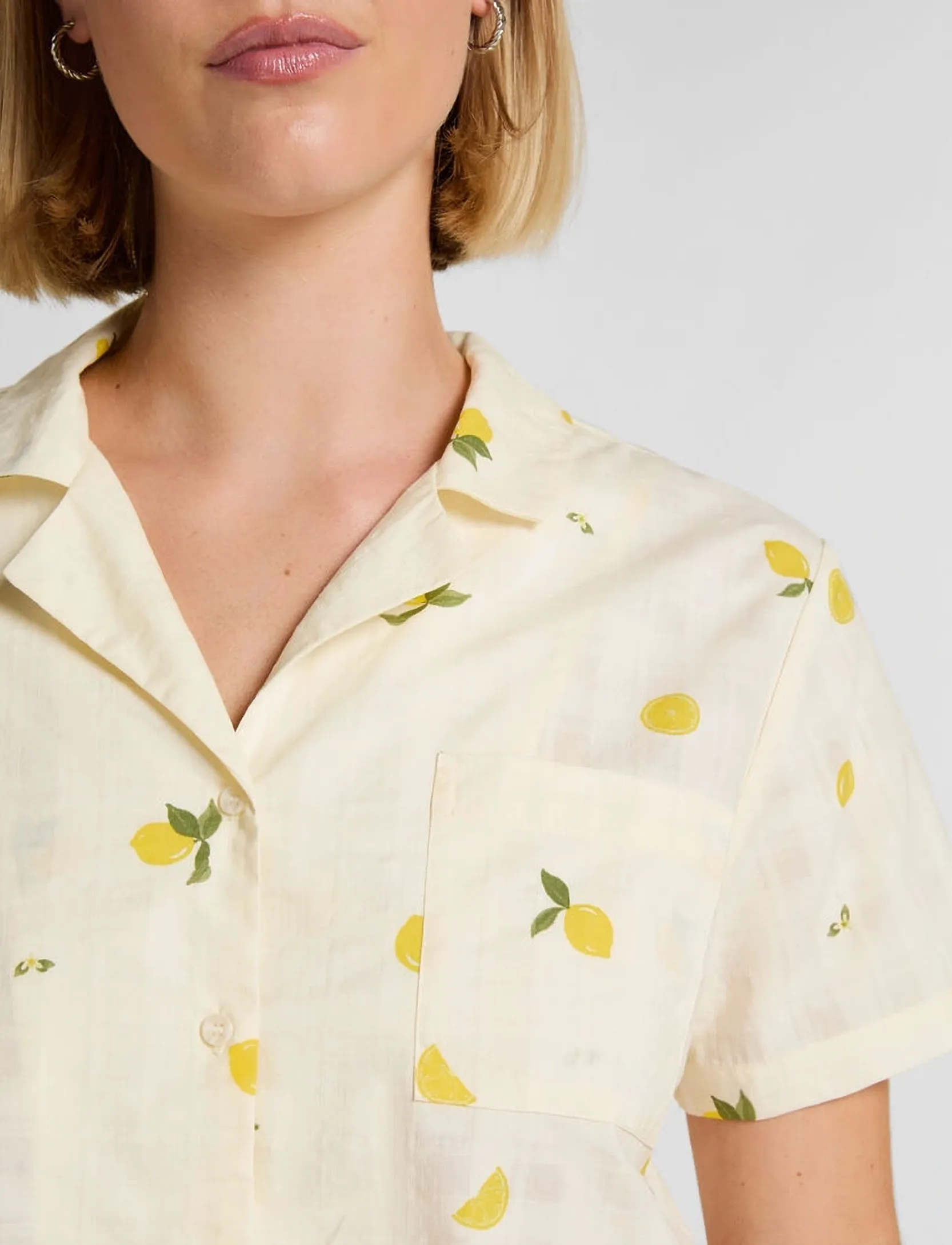 Hunkemöller - Pj Ss Woven Lemon - pyjamas - winter white - 5