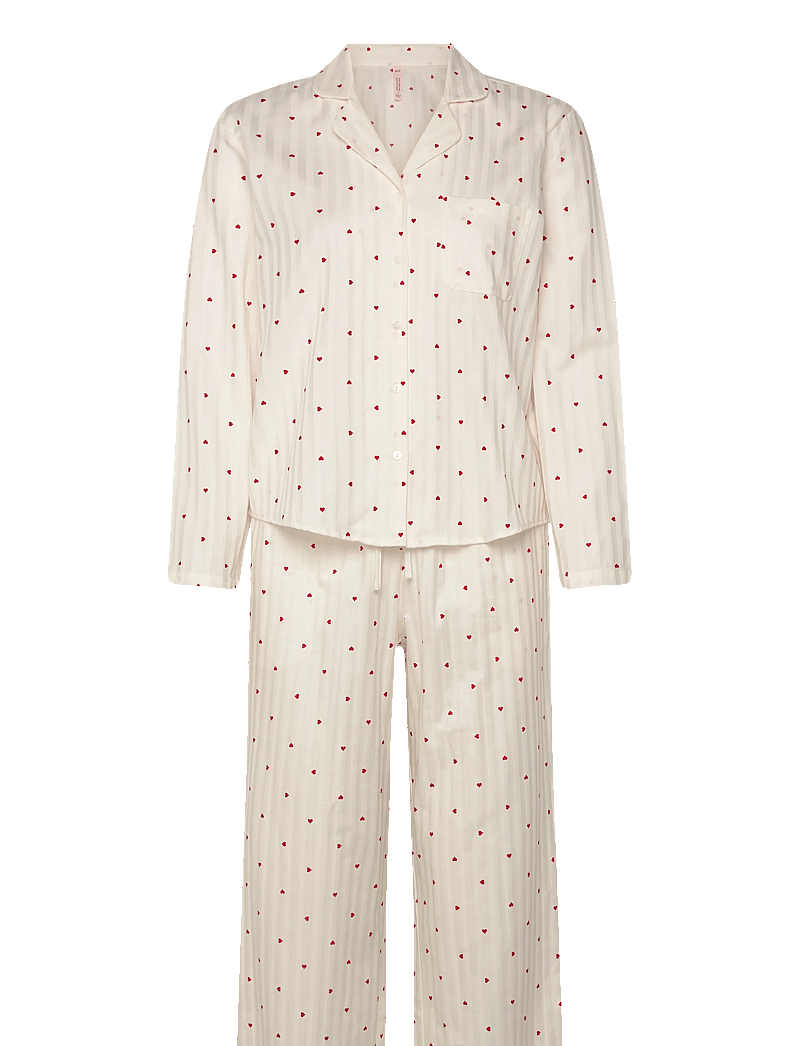 Hunkemöller - Pj Ls Co Jacquard Hearts - pyjamas - gardenia - 1