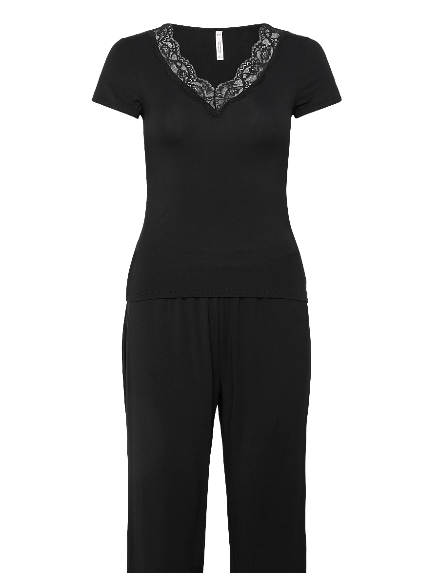 Hunkemöller - Pj Ss Pant Jersey Modal Nana - pyjamat - black - 1