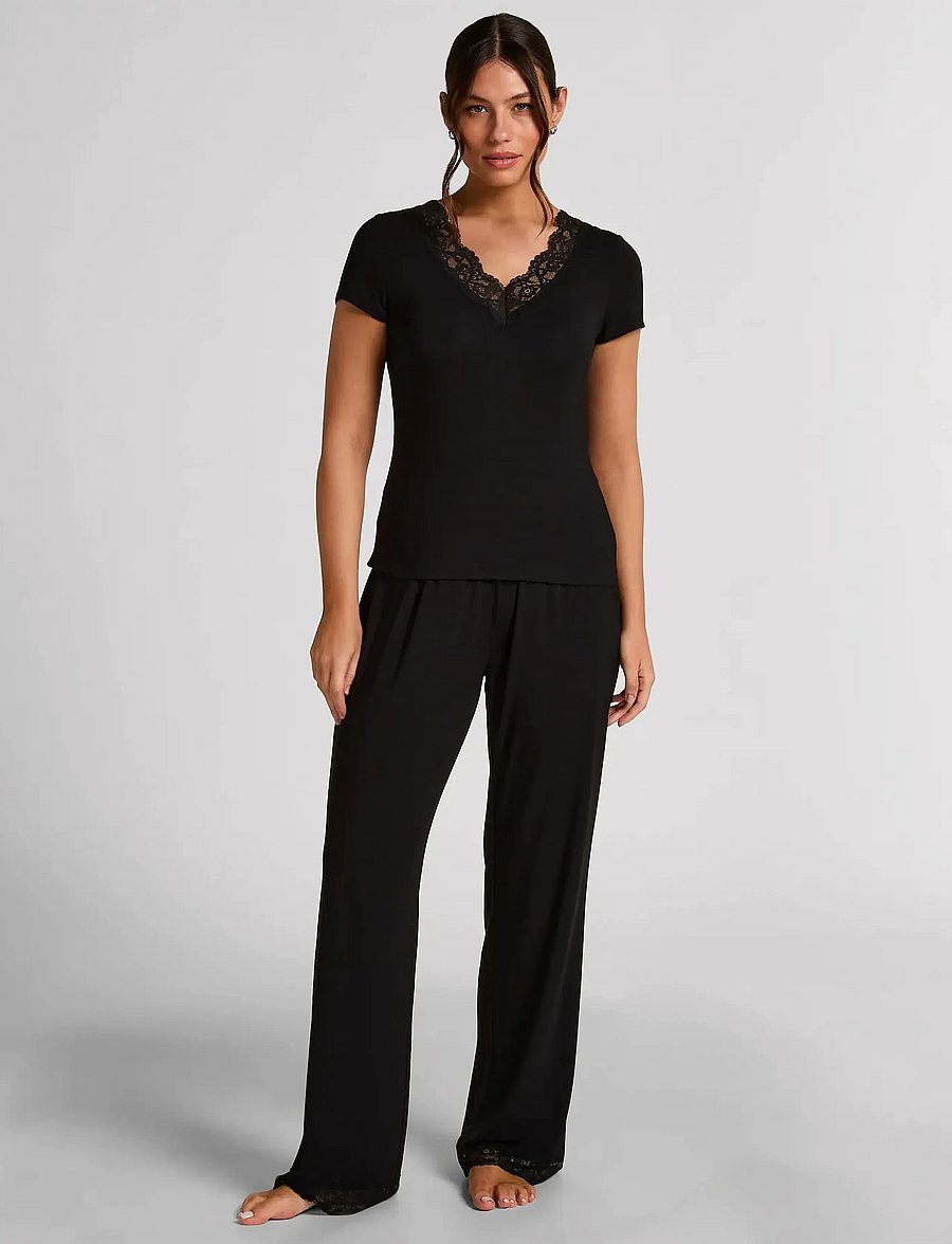 Hunkemöller - Pj Ss Pant Jersey Modal Nana - pyjamat - black - 0