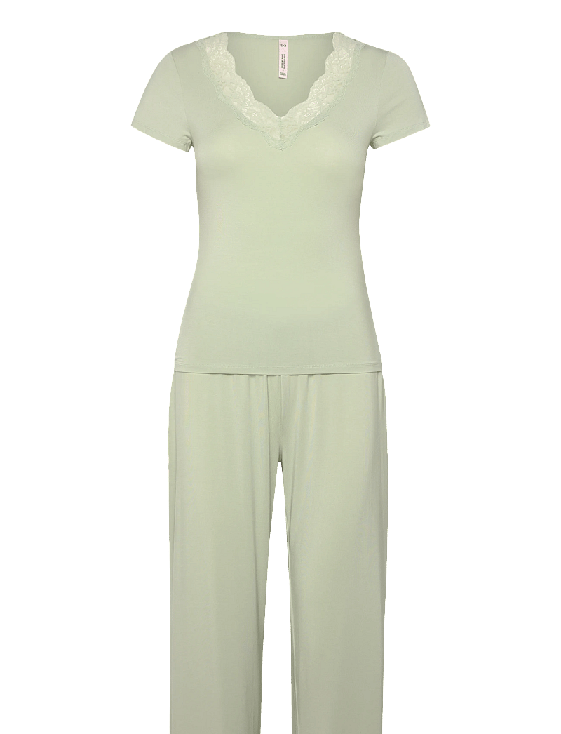 Hunkemöller - Pj Ss Pant Co Jersey Print - pyjamas - hkm green - 1