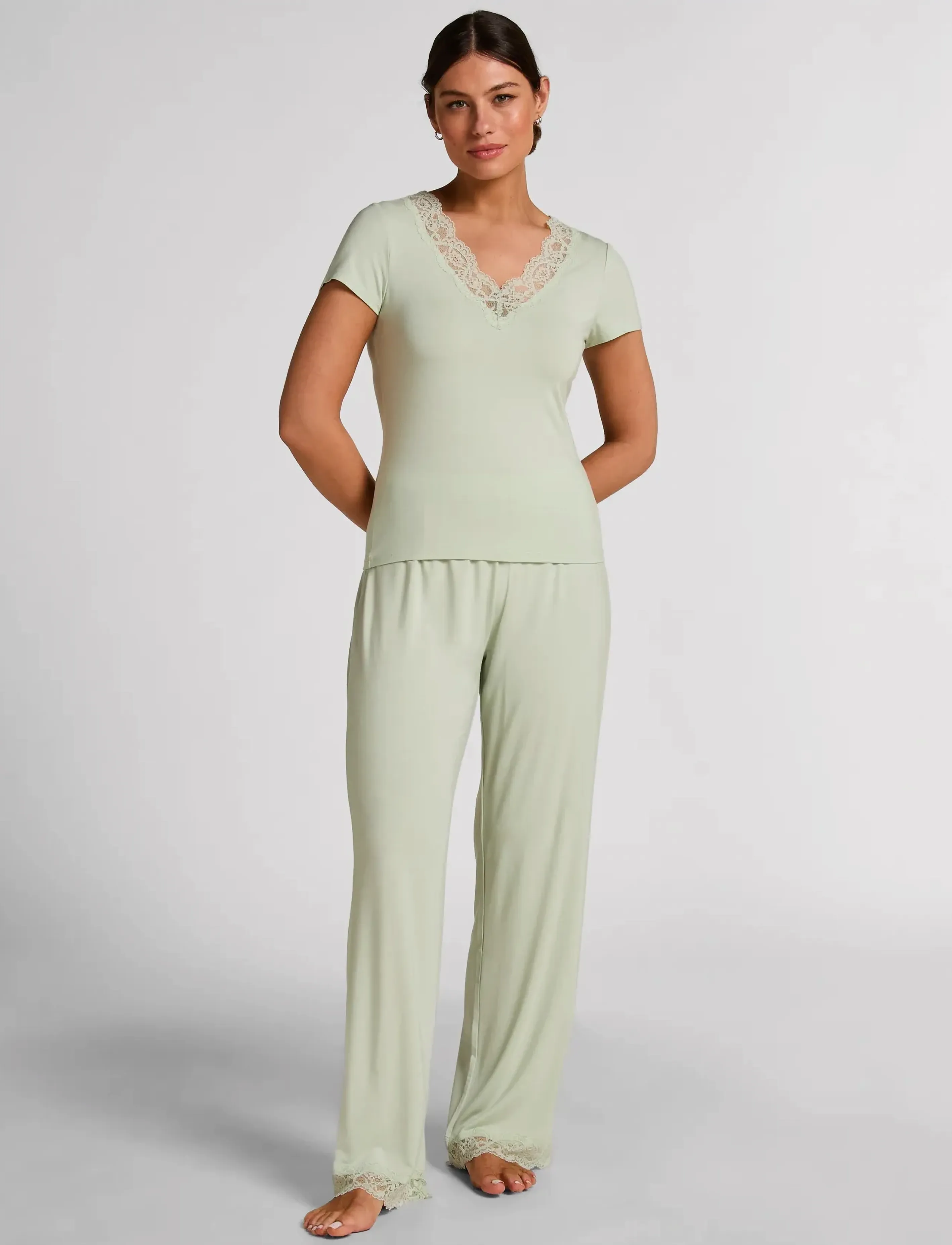 Hunkemöller Pant Woven Modal Cherry - Nachtwäsche - HKM GREEN / green