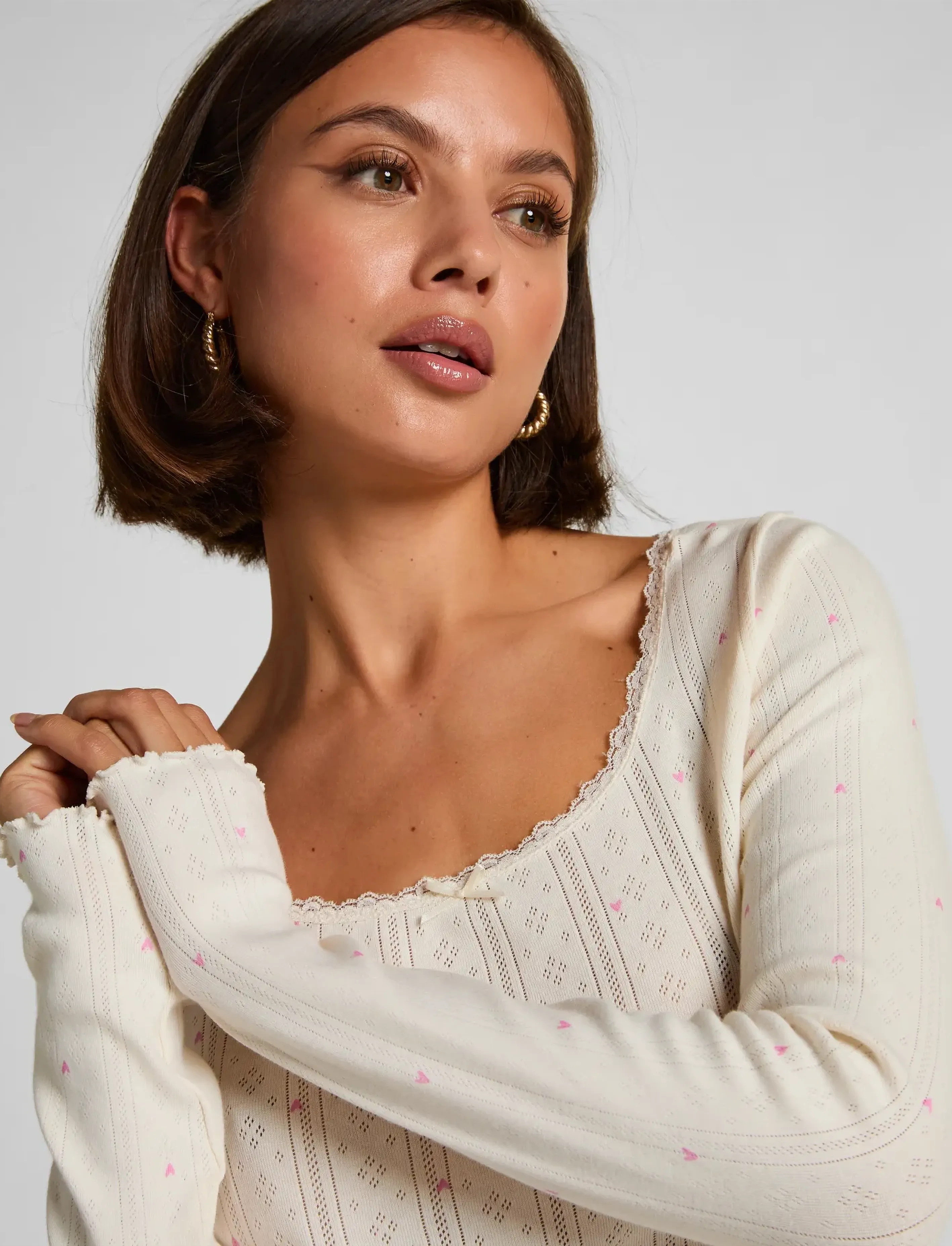 Hunkemöller - Sd Jersey Lace Nova - alussärgid - gardenia - 3