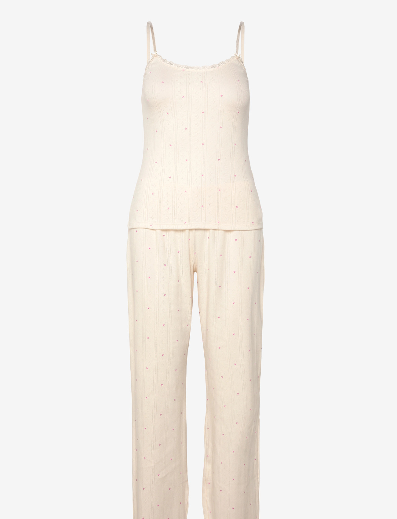 Hunkemöller - Pj Cami Jersey Lace Nana - pidžaamad - gardenia - 0