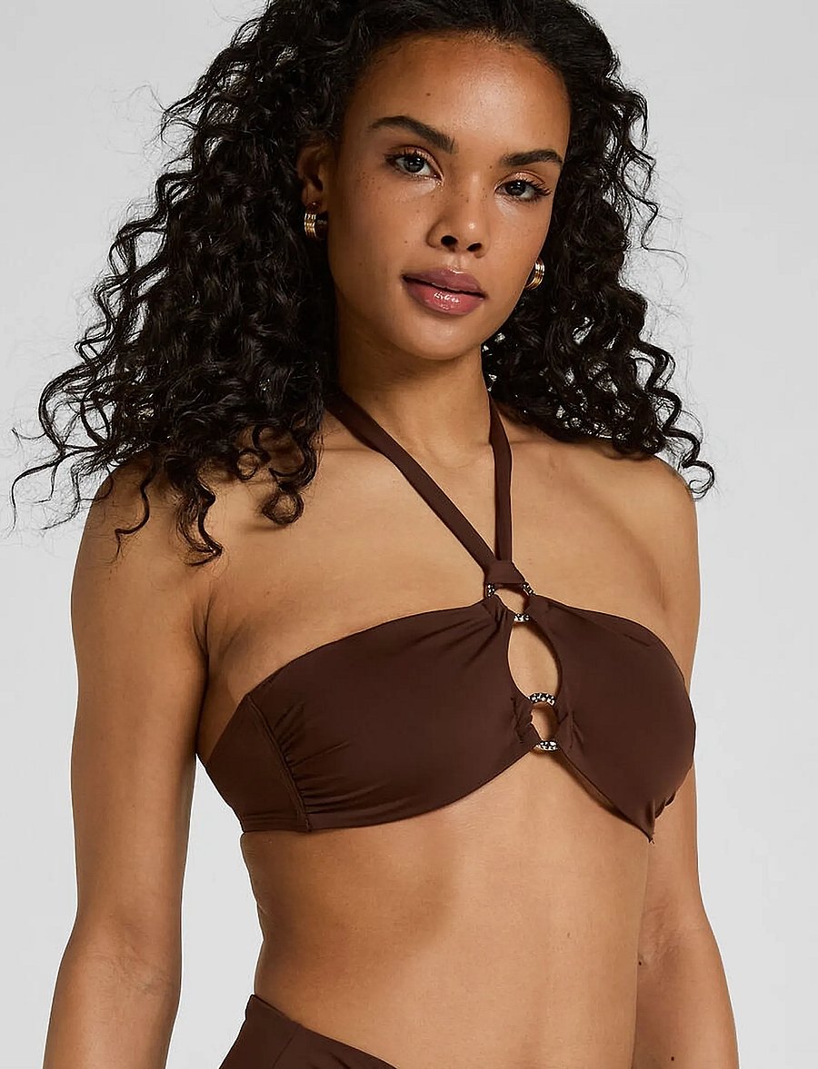 Hunkemöller - MADRID CROPTOP - bandeau-bikinis - chicory coffee - 0