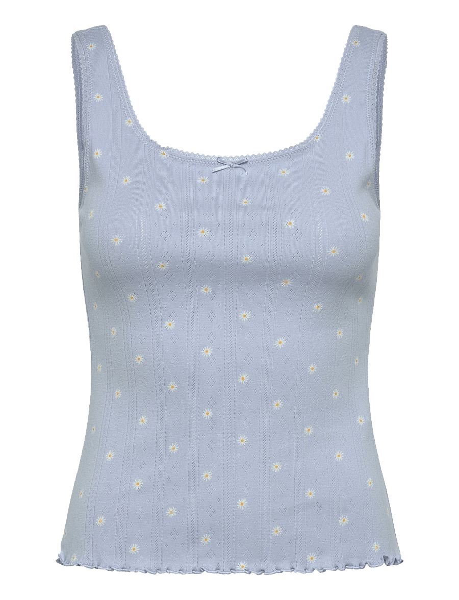 Hunkemöller - SINGLET POINTELLE LACE PRINT - overdele - kentucky blue - 1