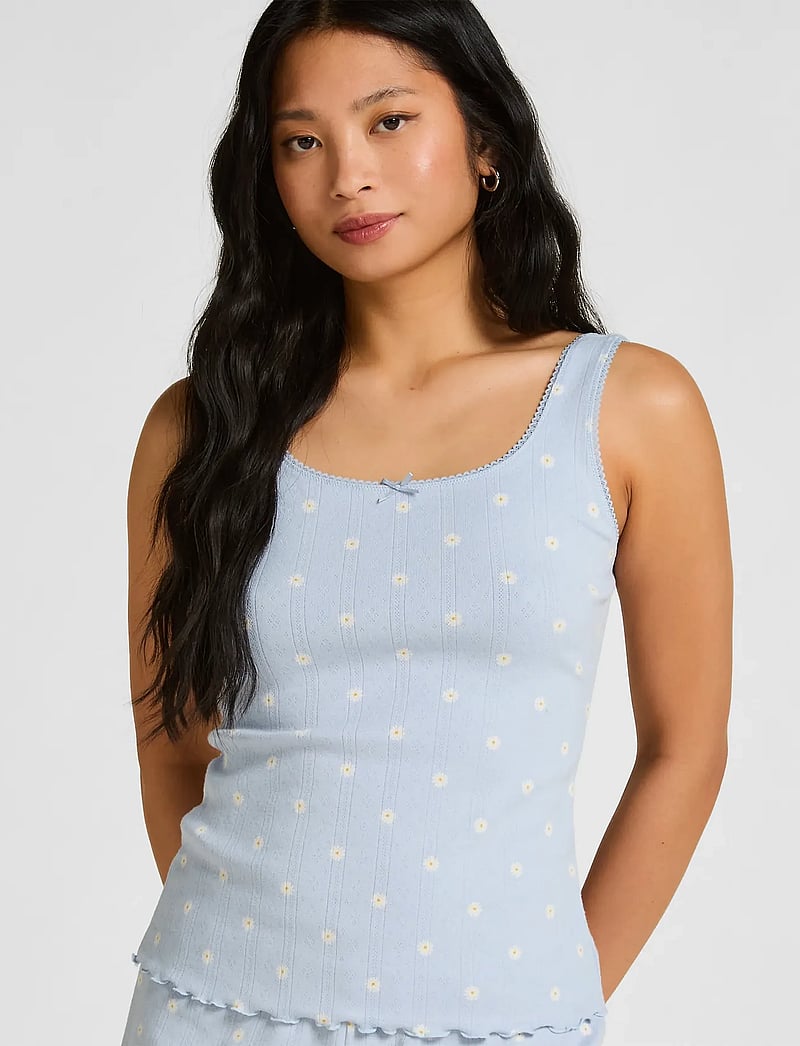 Hunkemöller - SINGLET POINTELLE LACE PRINT - overdele - kentucky blue - 0