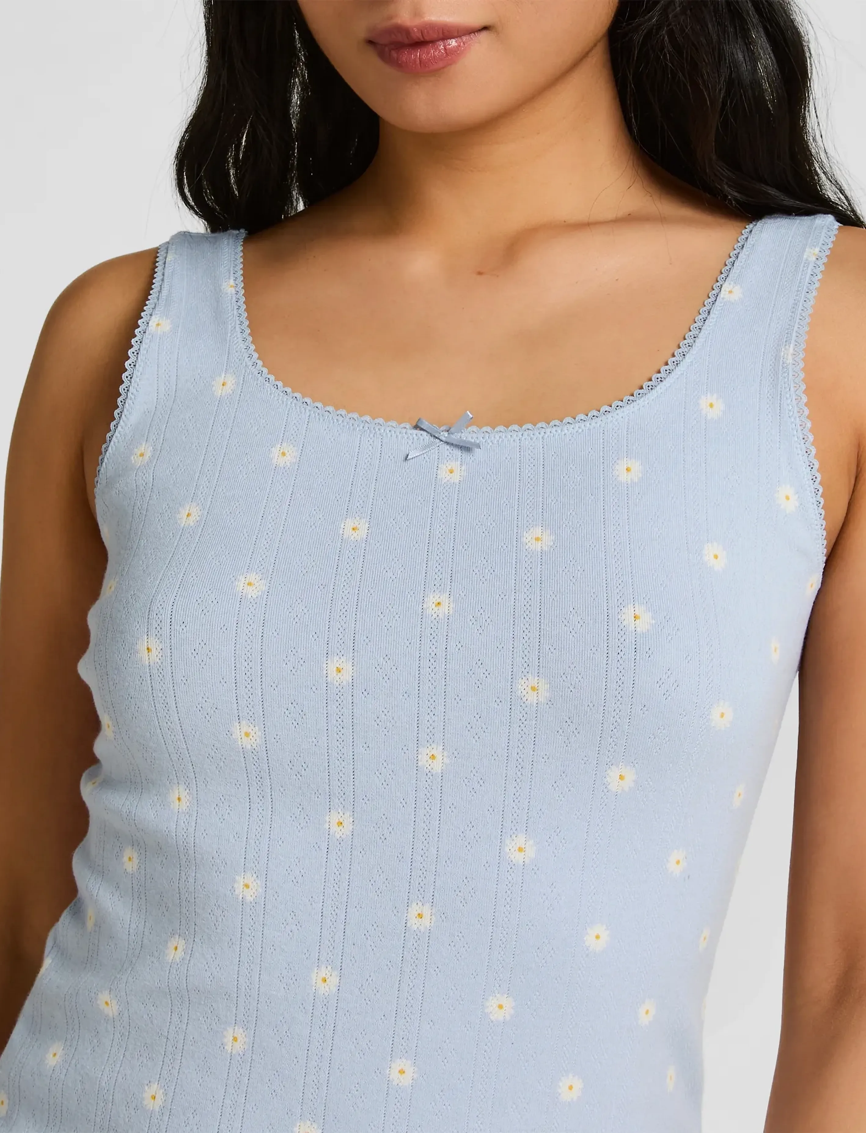 Hunkemöller - SINGLET POINTELLE LACE PRINT - overdele - kentucky blue - 3
