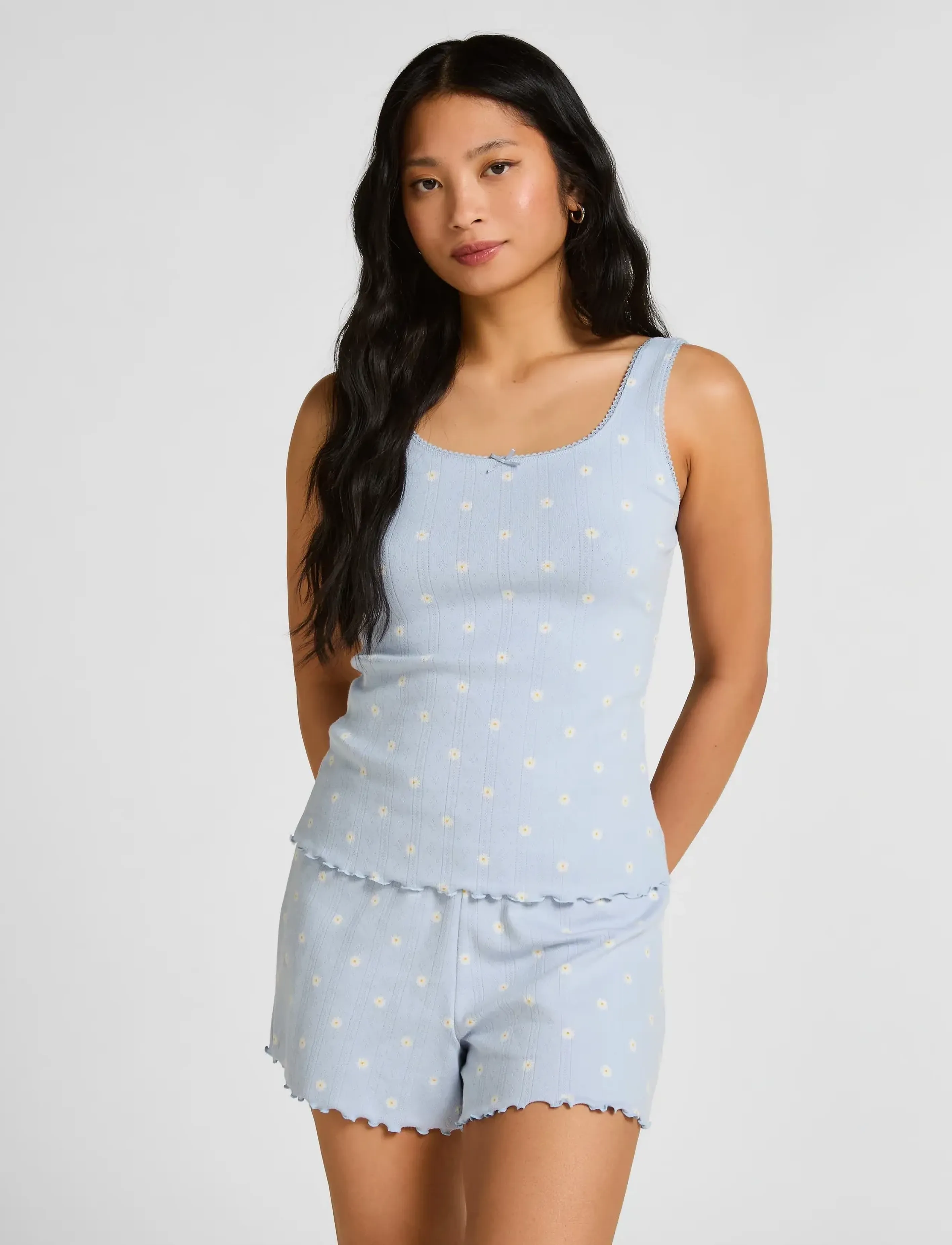 Hunkemöller - SINGLET POINTELLE LACE PRINT - overdele - kentucky blue - 4