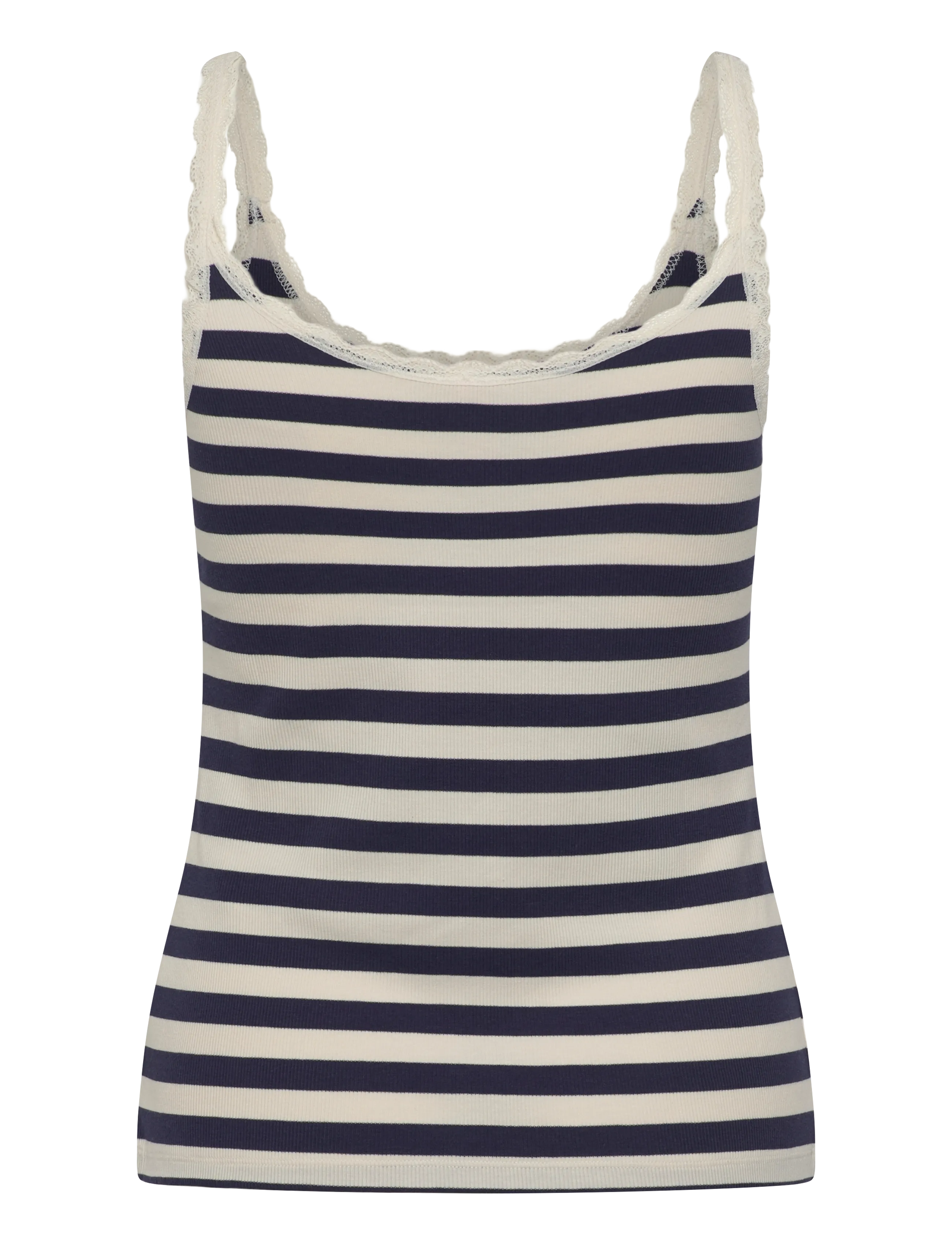 Hunkemöller - SINGLET JERSEY RIB LACE STRIPE - oberteile - peacoat - 2