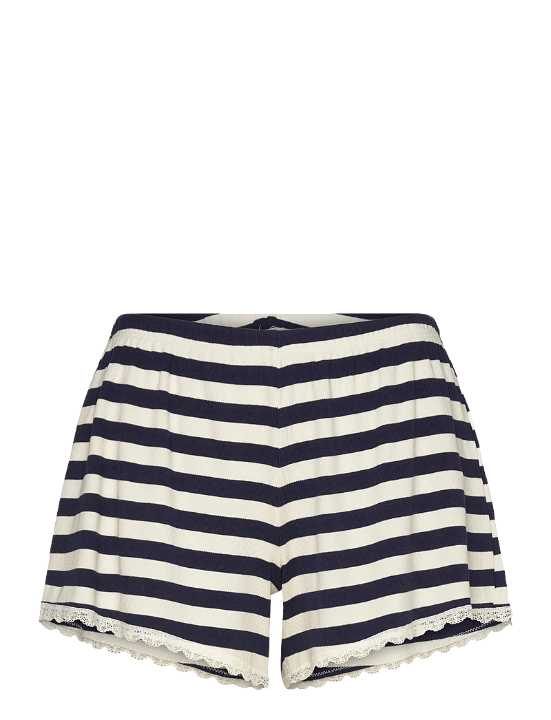 Hunkemöller - SHORT JERSEY RIB LACE STRIPE - lühikesed püksid - peacoat - 1