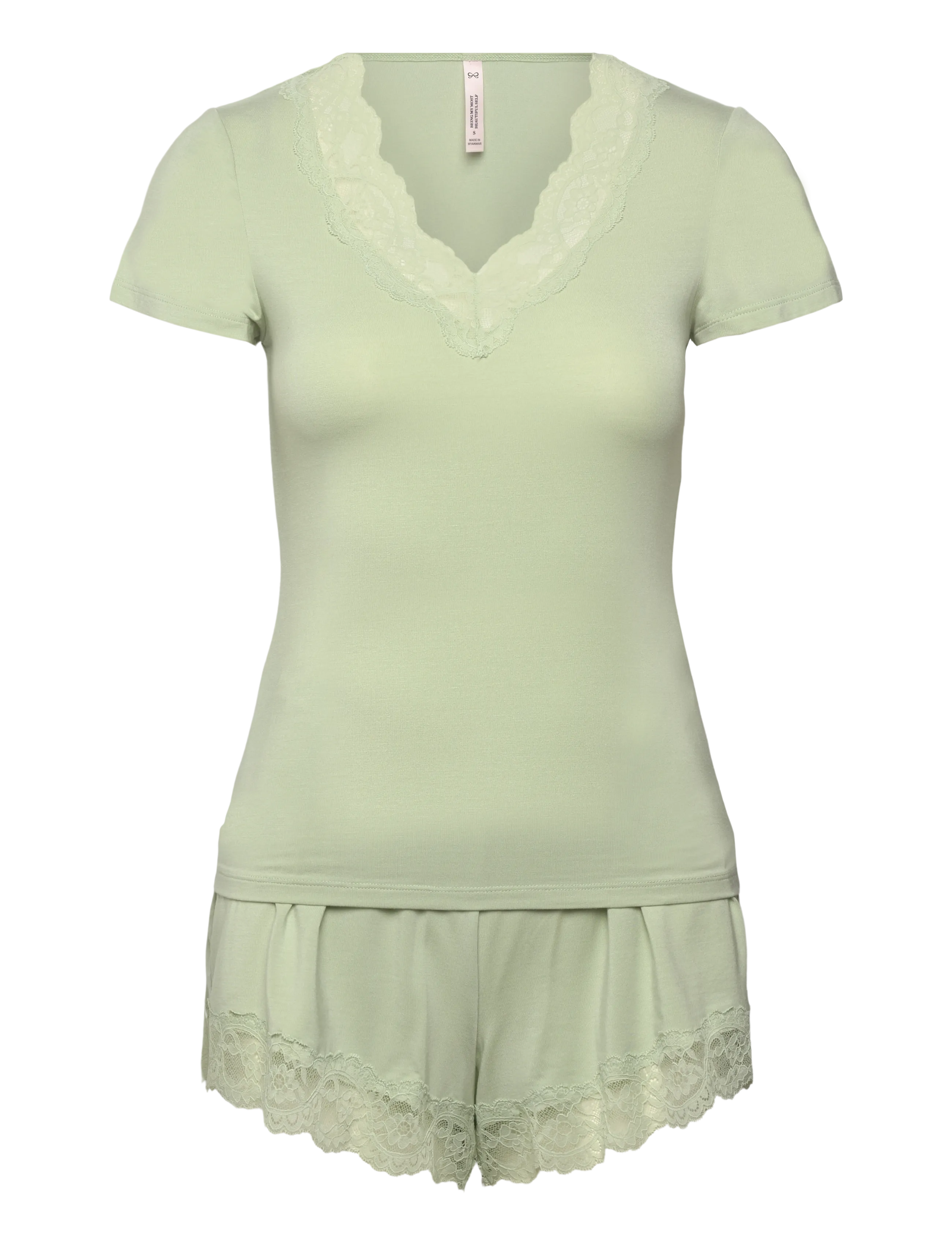 Hunkemöller PJ SS SHORT MODAL LACE NANA - Unterwäsche - SEA FOAM / green