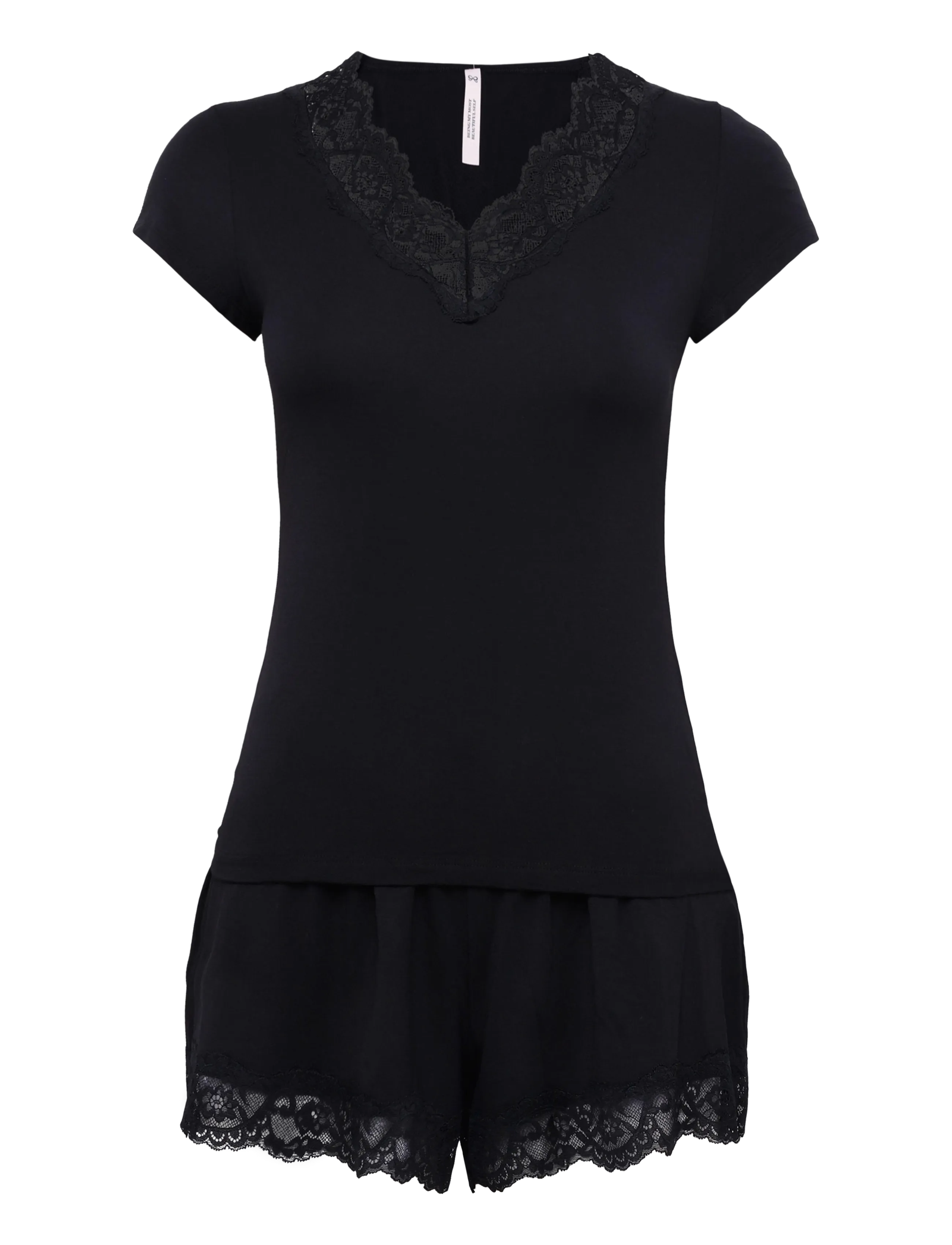 Hunkemöller Pj Ss Short Modal Lace Nana - Unterwäsche - BLACK / black