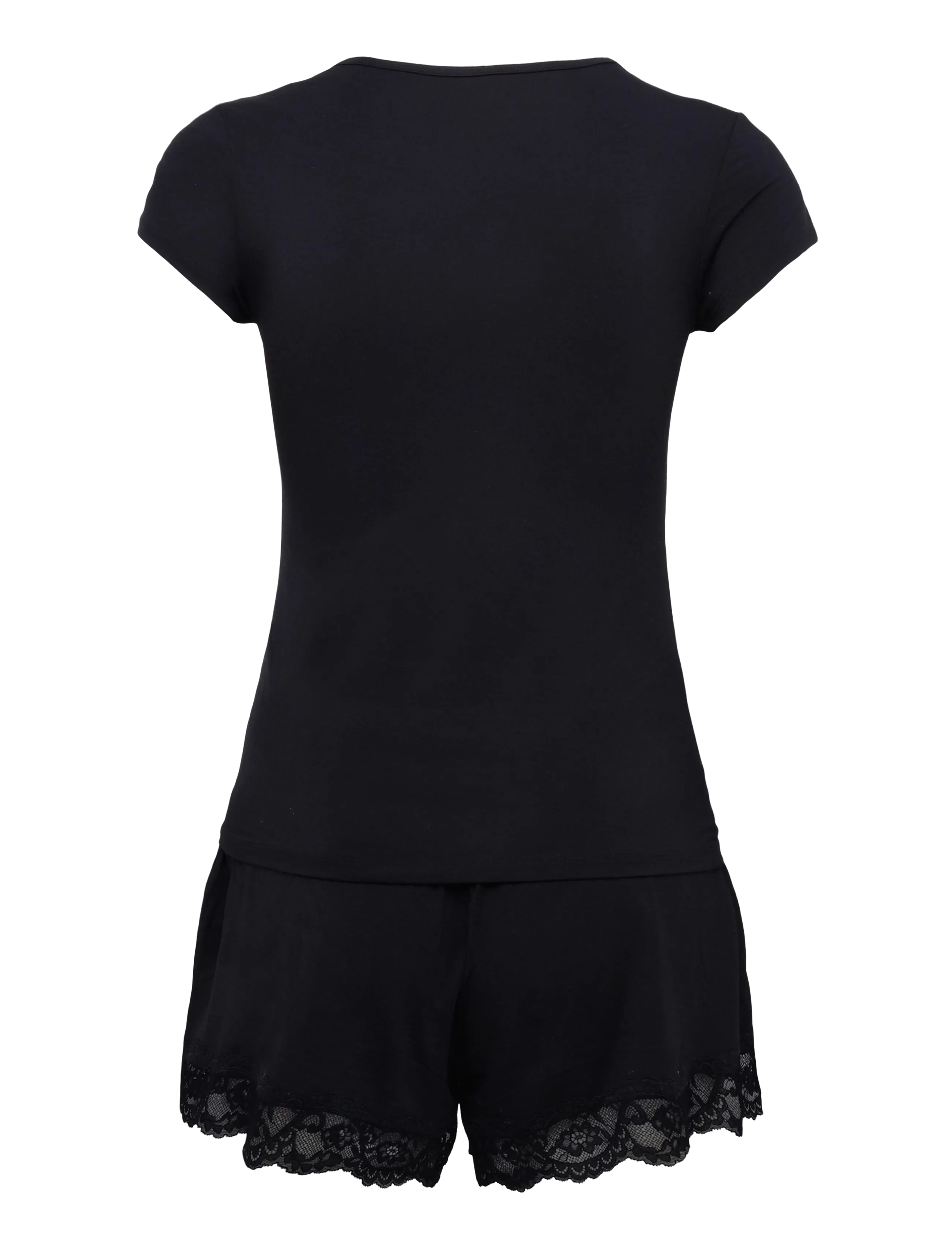 Hunkemöller - Pj Ss Short Modal Lace Nana - pyjamas - black - 2