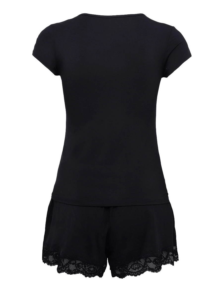 Hunkemöller - Pj Ss Short Modal Lace Nana - pyjamas - black - 2