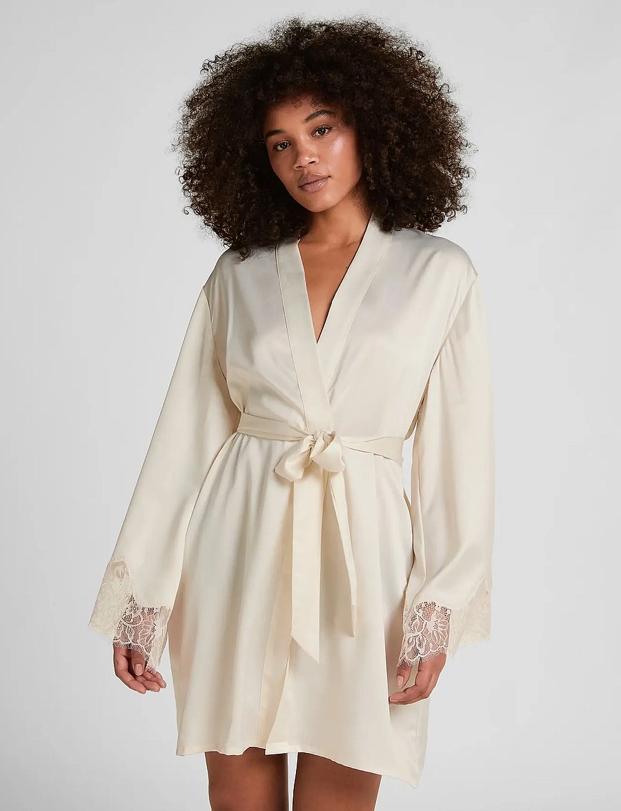 Hunkemöller - KIMONO SATIN LACE VALERIE - kimonos - gardenia - 0