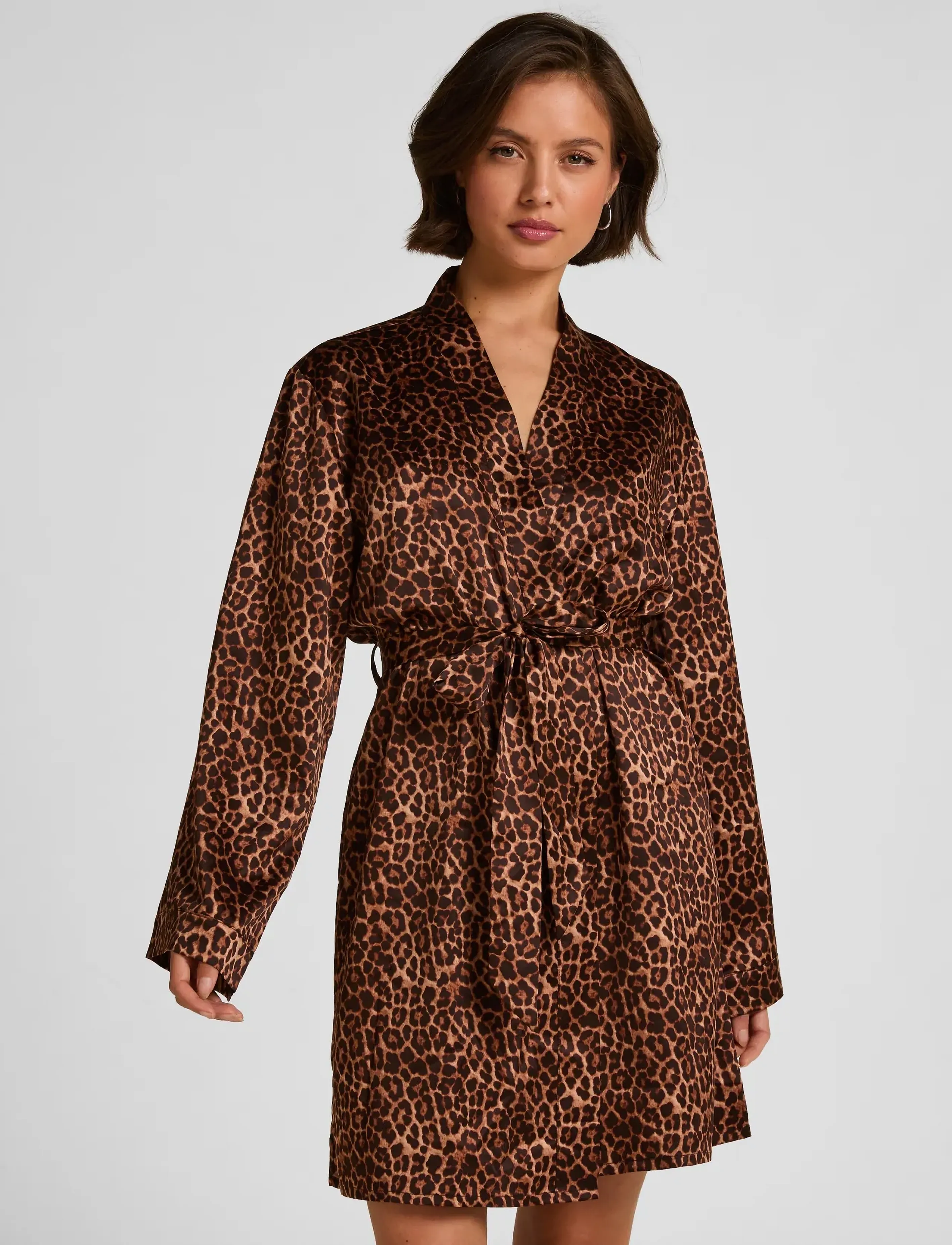 Hunkemöller KIMONO SATIN LEO - Lingerie - BLACK / black