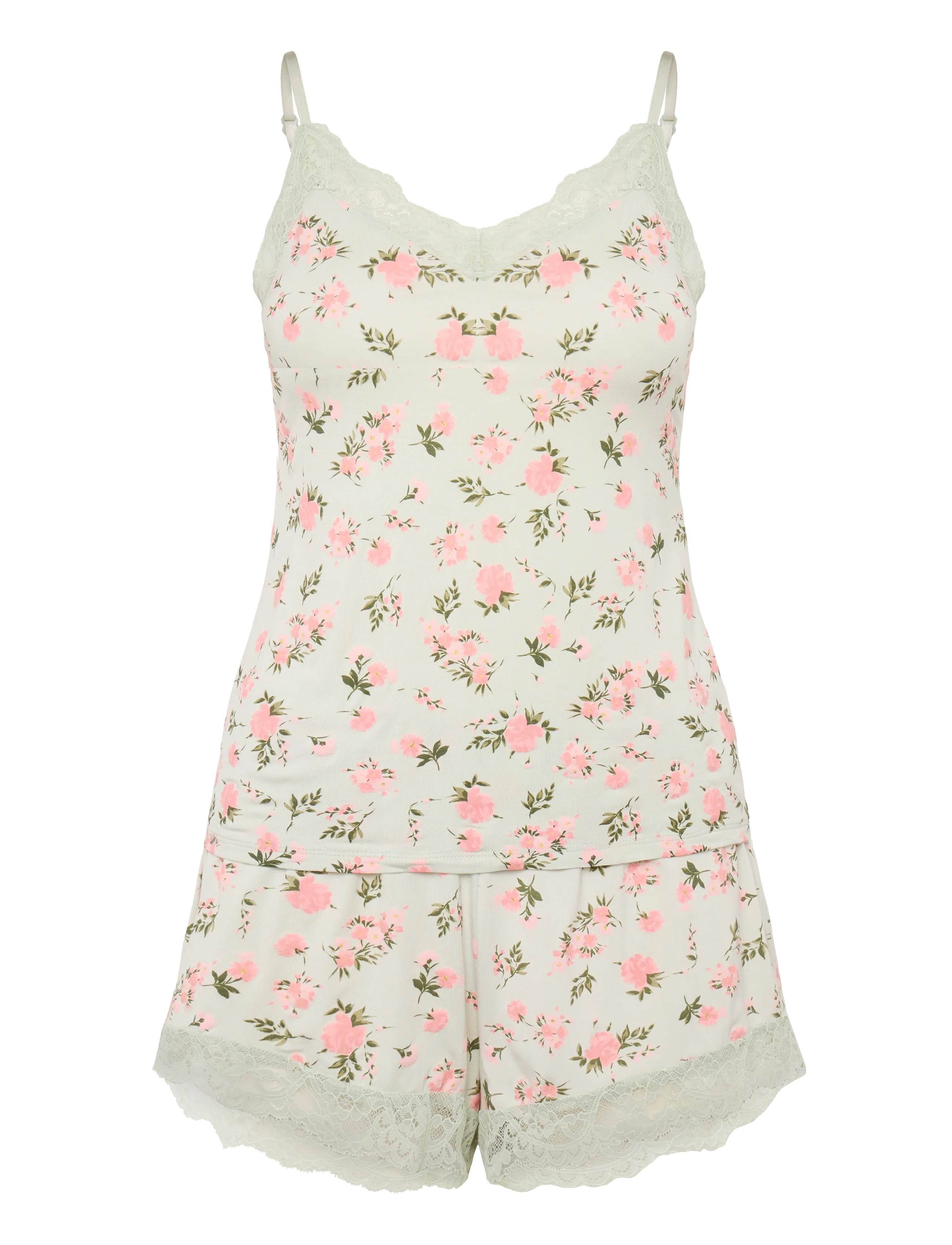 Hunkemöller PJ CAMI VIS JERSEY NANA DAISY - Pyjamas & loungewear - HKM GREEN / green