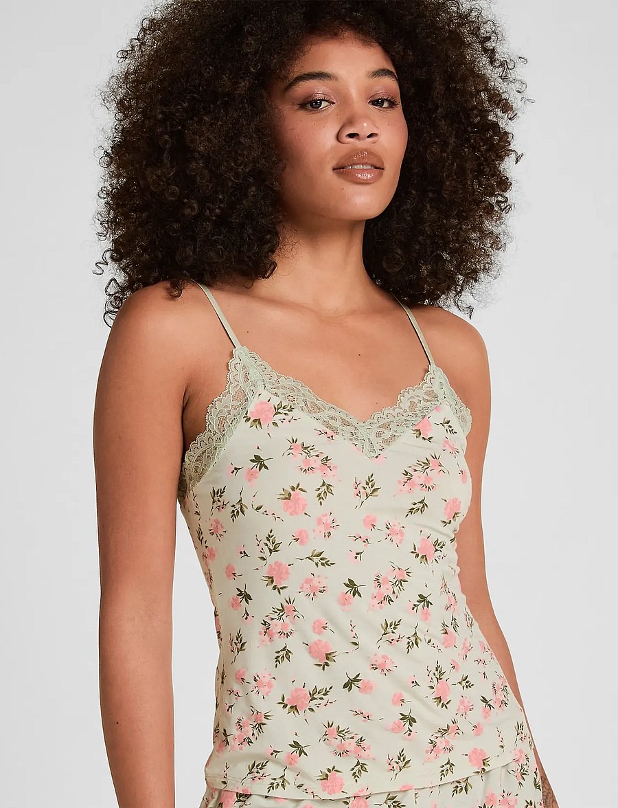 Hunkemöller - PJ CAMI VIS JERSEY NANA DAISY - pyjamas - hkm green - 0