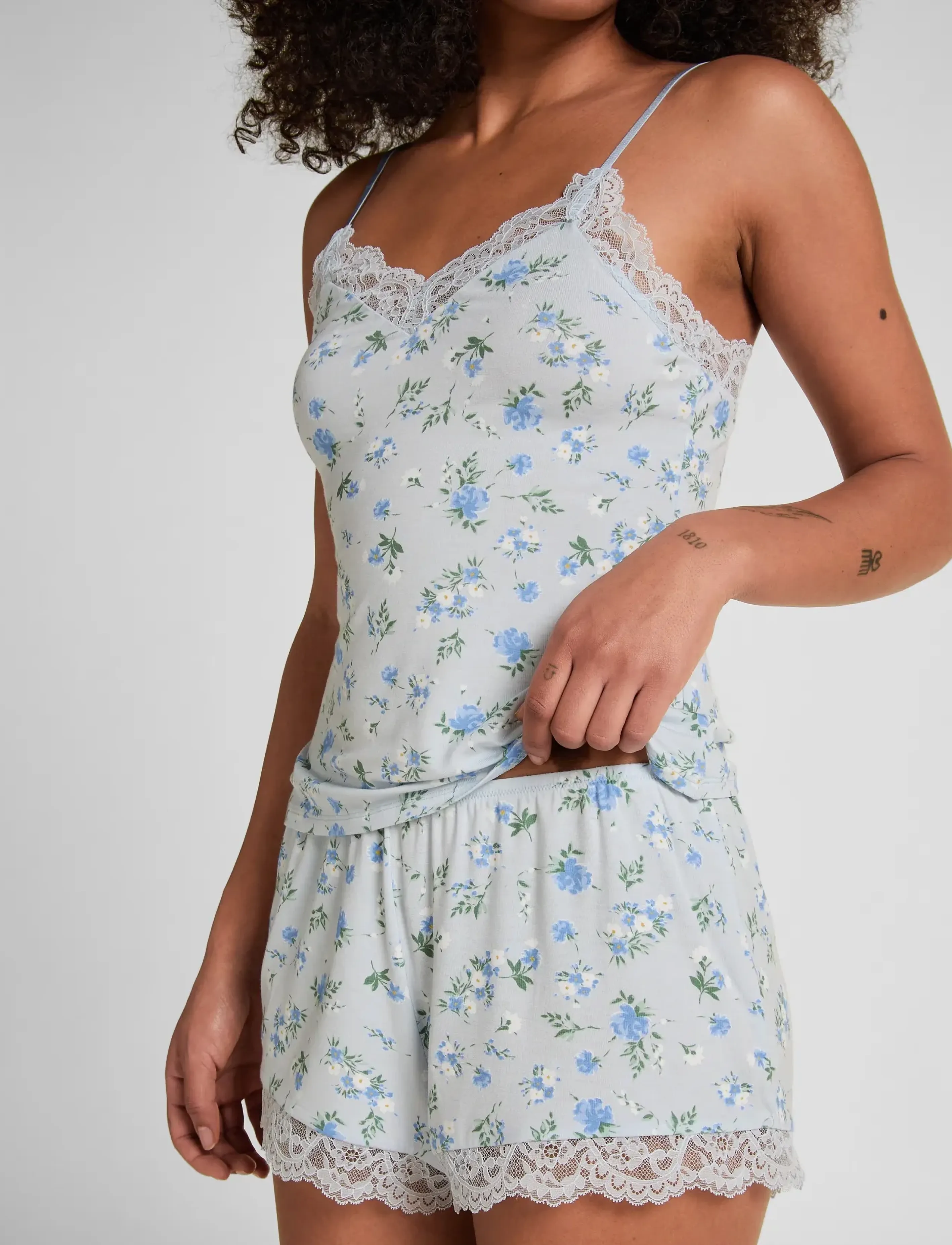 Hunkemöller - PJ CAMI VIS JERSEY NANA DAISY - pyjamas - ancient water - 4