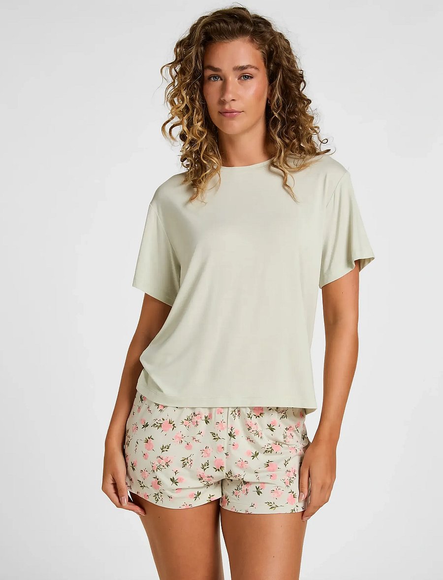 Hunkemöller - PJ SS SHORT VIS DAISY - pyjamas - hkm green - 0
