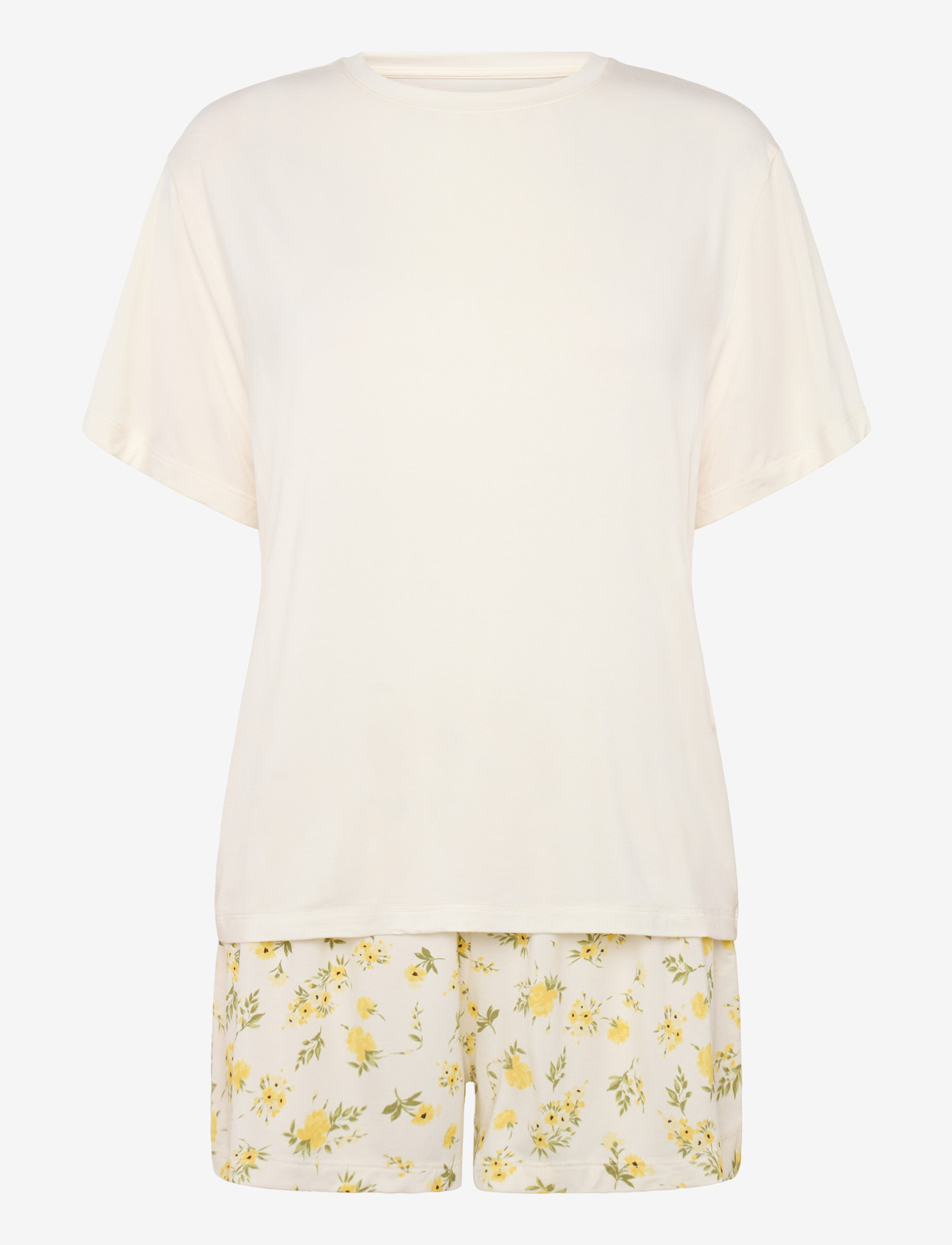 Hunkemöller - PJ SS SHORT VIS DAISY - gardenia - 1