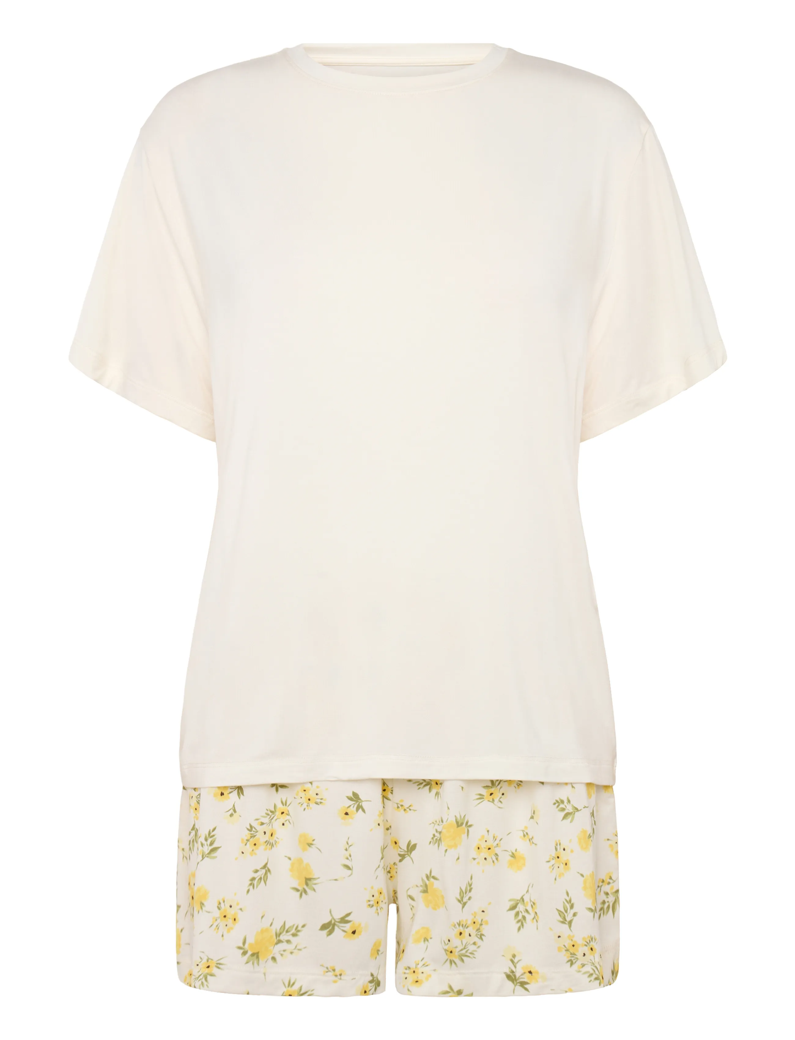 Hunkemöller PJ SS SHORT VIS DAISY - Lingerie - GARDENIA / cream