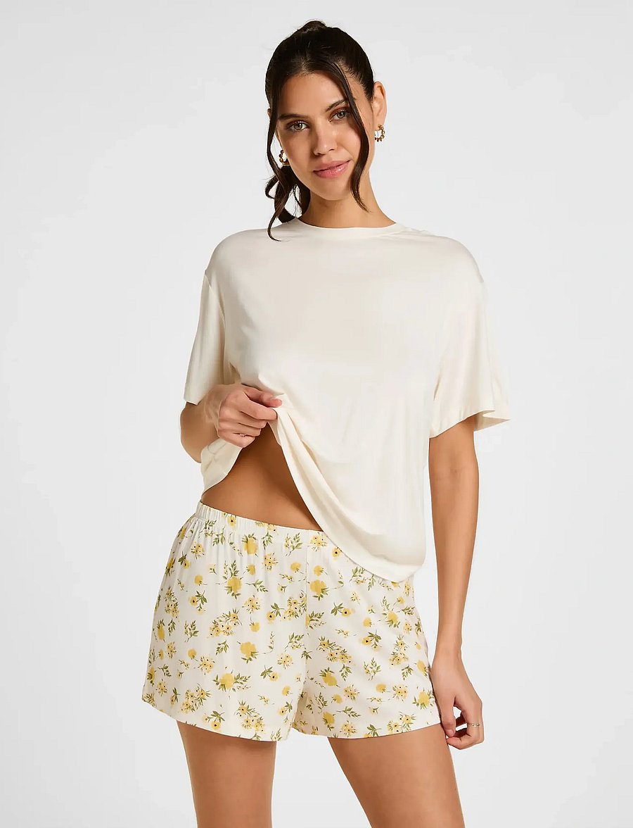 Hunkemöller - PJ SS SHORT VIS DAISY - pyjamas - gardenia - 0