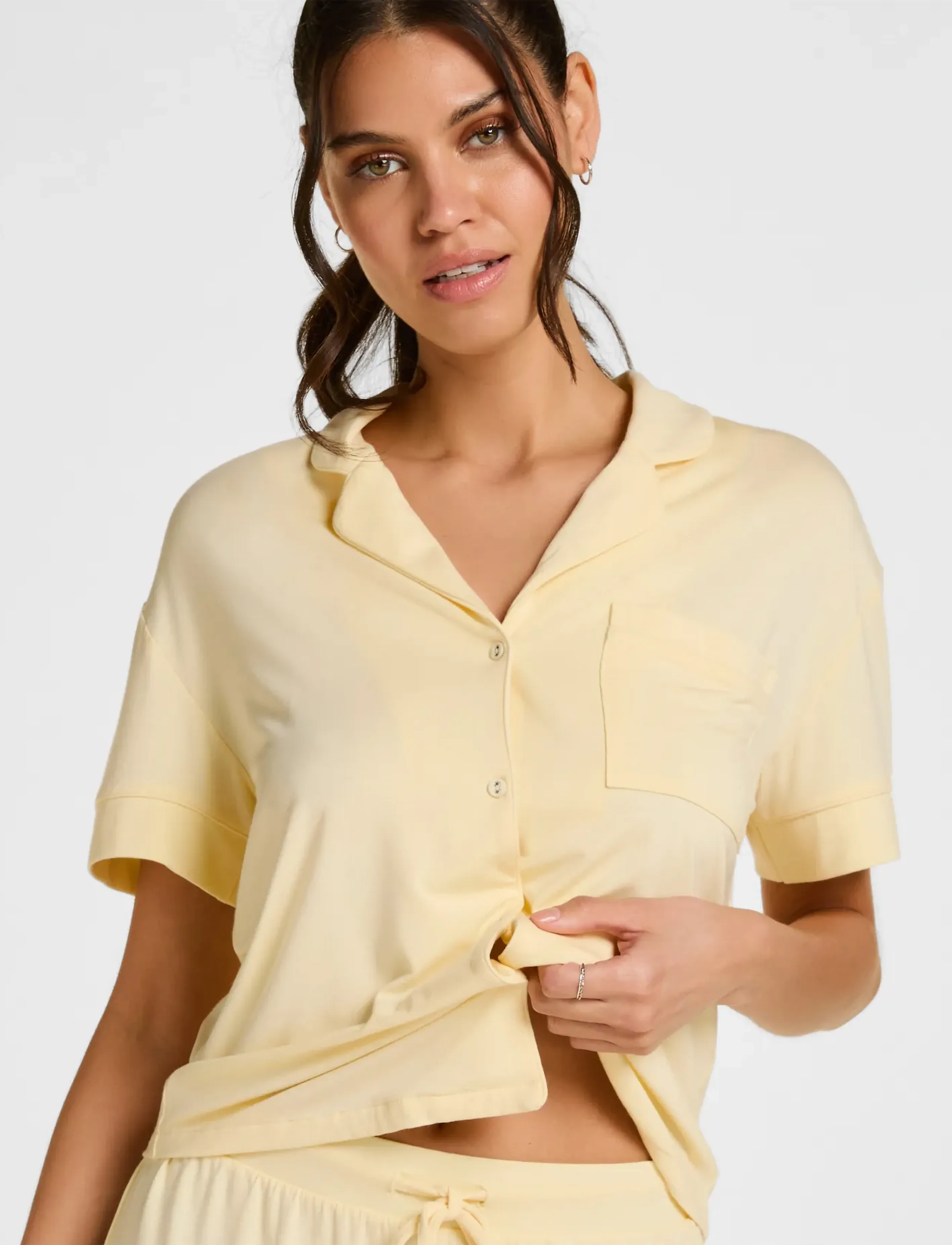 Hunkemöller JACKET SS JERSEY ESSENTIAL - Blūzes un krekli - VANILLA CUSTARD / yellow