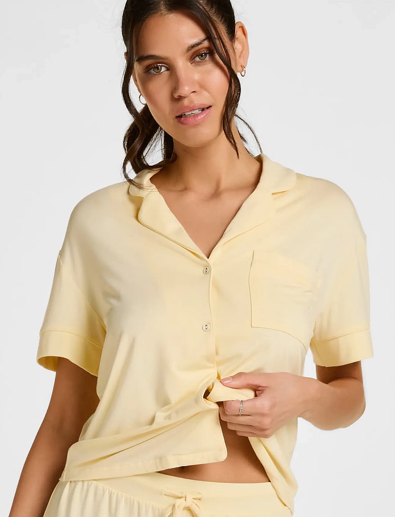 Hunkemöller - JACKET SS JERSEY ESSENTIAL - kortærmede skjorter - vanilla custard - 0