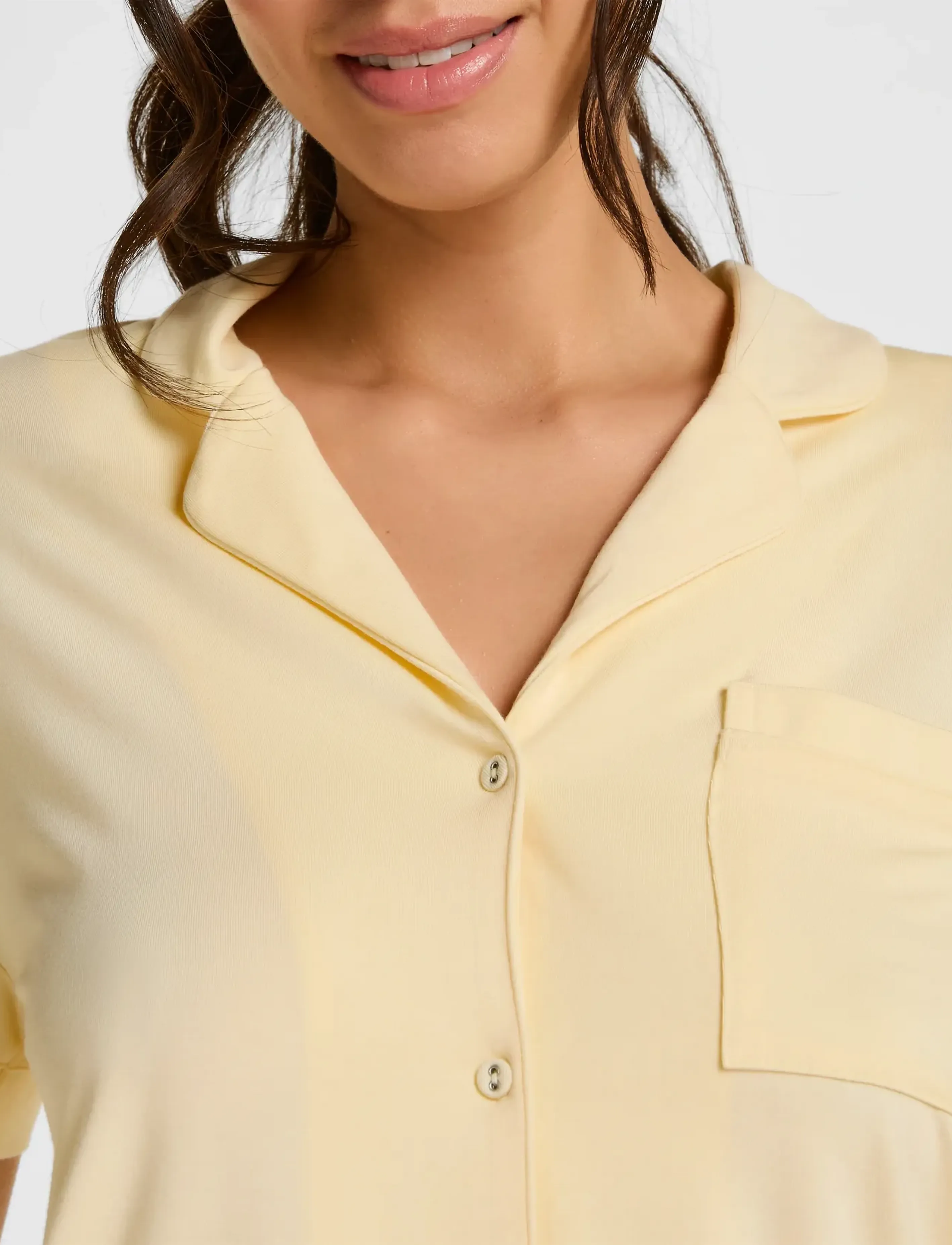 Hunkemöller - JACKET SS JERSEY ESSENTIAL - koszule z krótkim rękawem - vanilla custard - 3