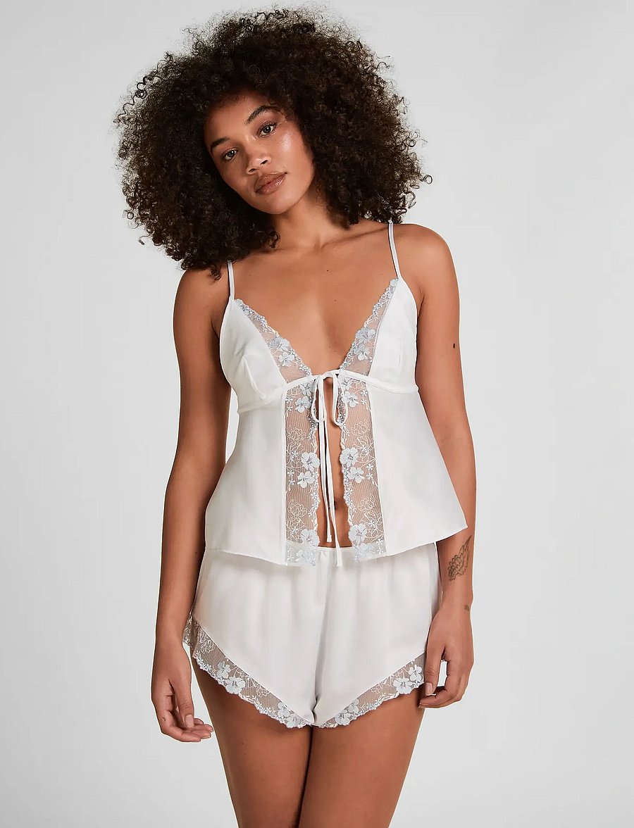 Hunkemöller - SHORT SATIN EMB PEONIE - natshorts - gardenia - 0