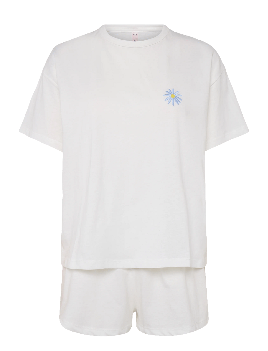 Hunkemöller - PJ SS SHORT CO EMBROIDERIE - casual shorts - gardenia - 1