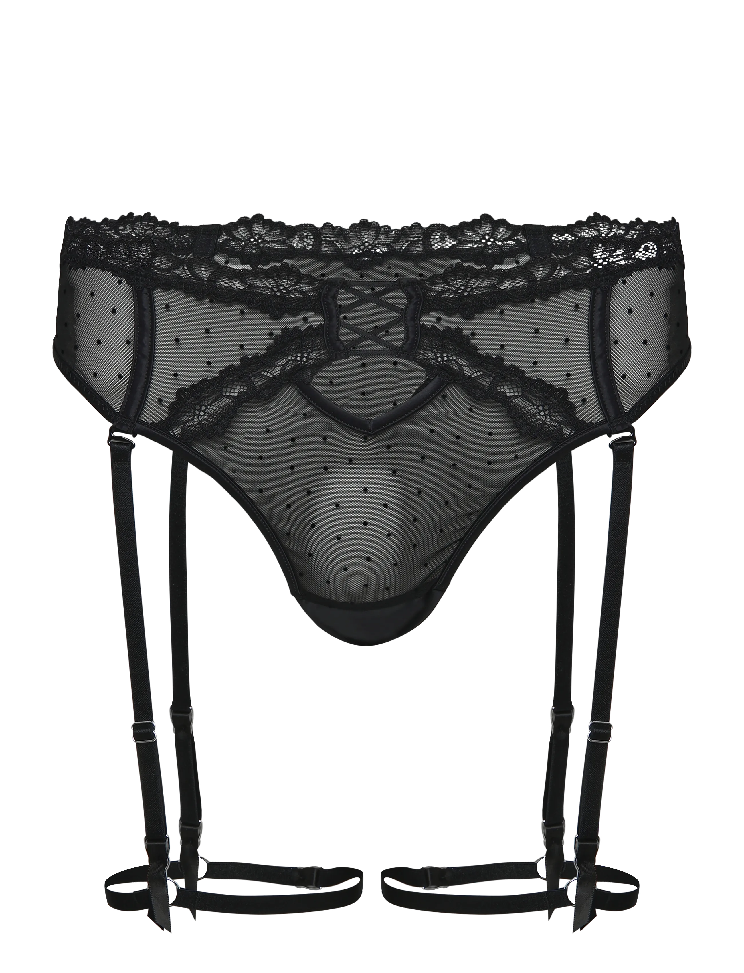 Hunkemöller KAT HW SUSPENDER STRING - String - CAVIAR / black