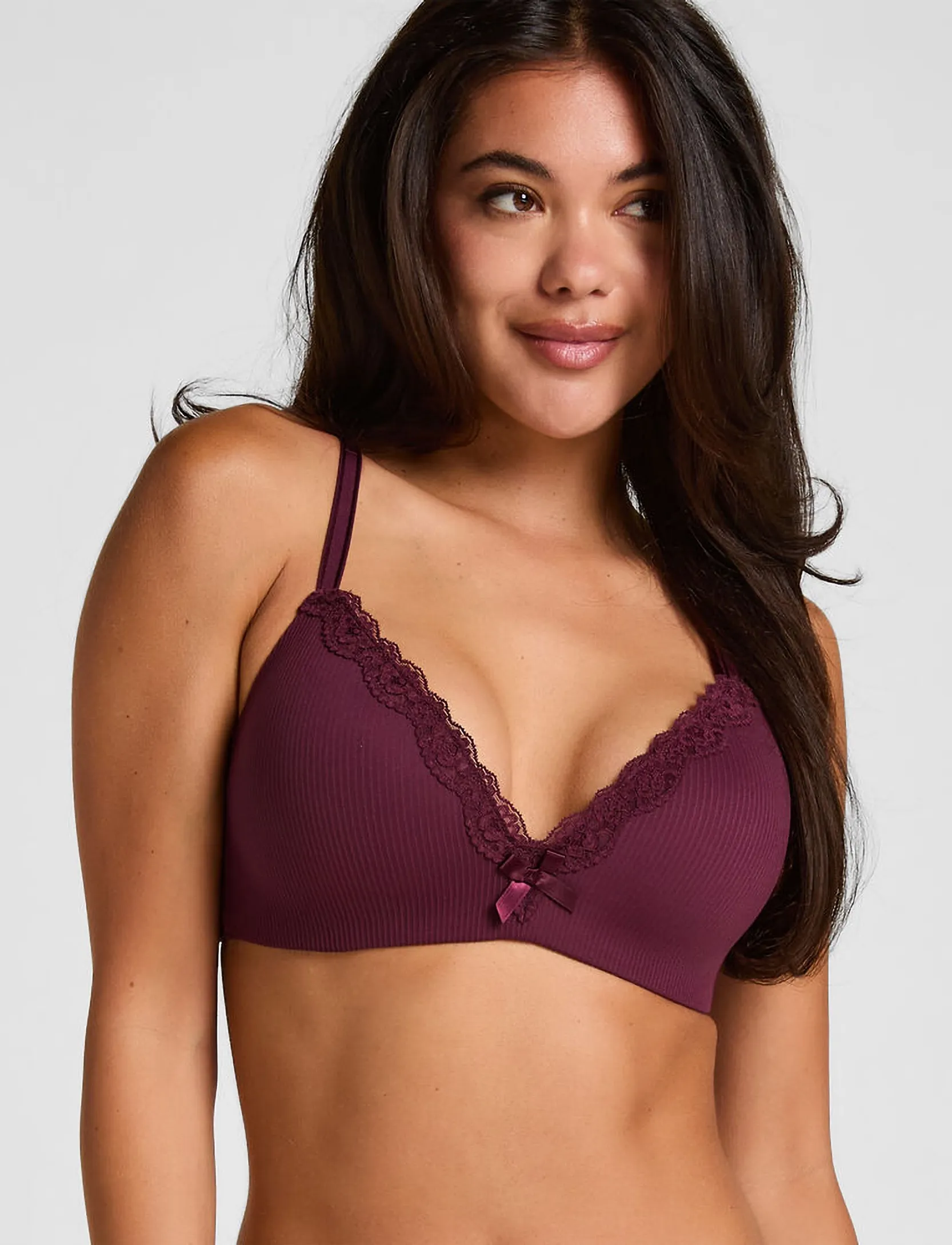 Hunkemöller Lola Non Wired Low Demi Pu - Hunkemöller - FIG / burgundy