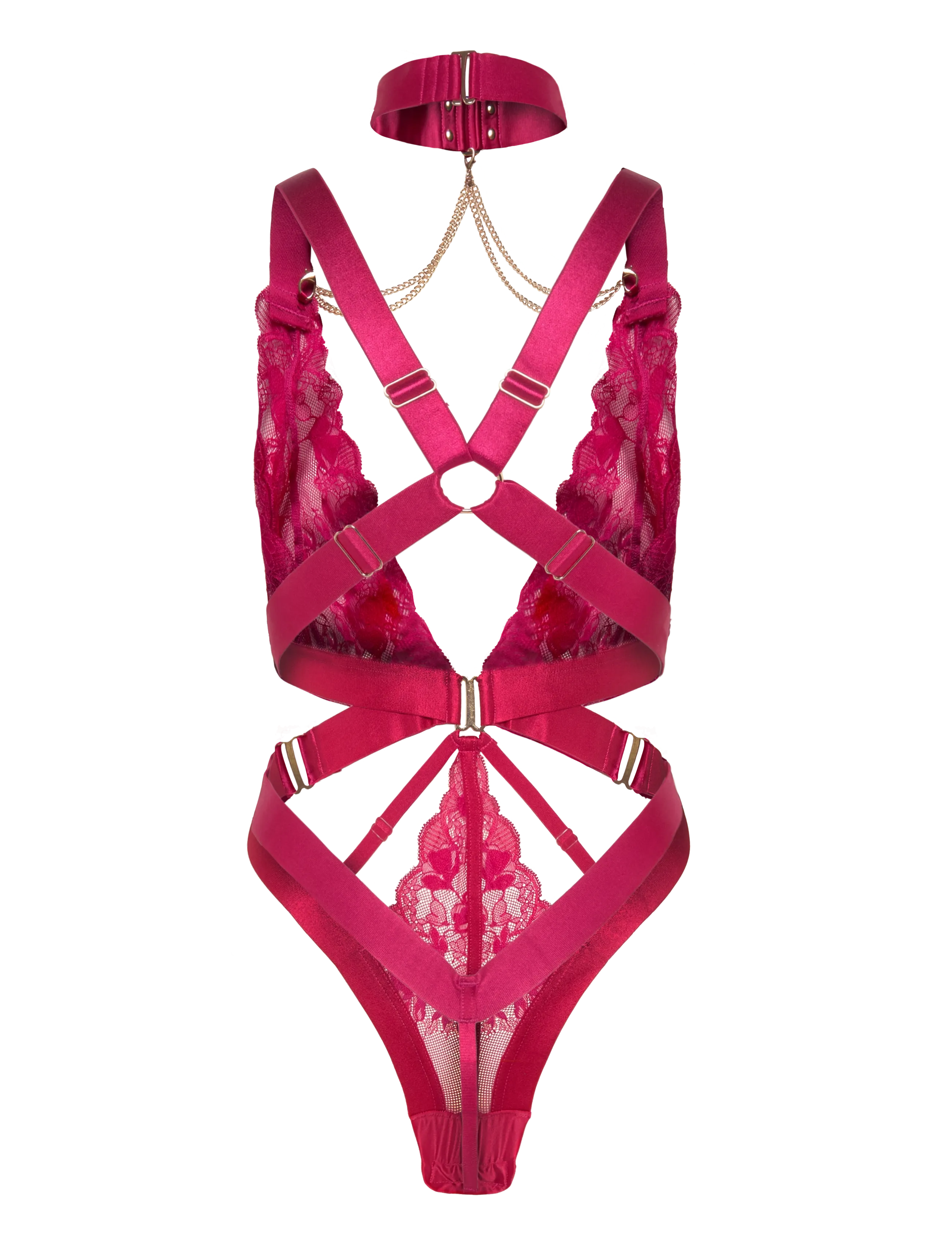 Hunkemöller - COLETTE HL STRING BODY - bodid ja kombineed - cerise - 2