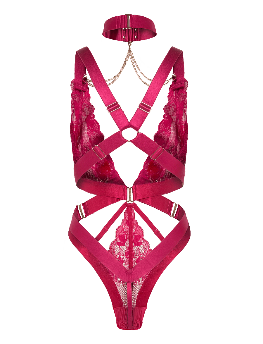 Hunkemöller - COLETTE HL STRING BODY - bodid ja kombineed - cerise - 2