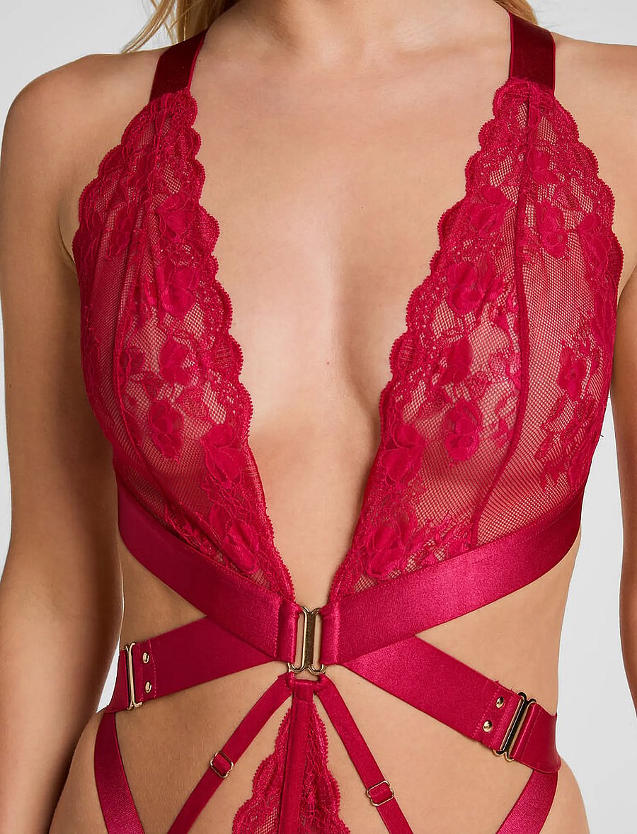 Hunkemöller - COLETTE HL STRING BODY - bodid ja kombineed - cerise - 3