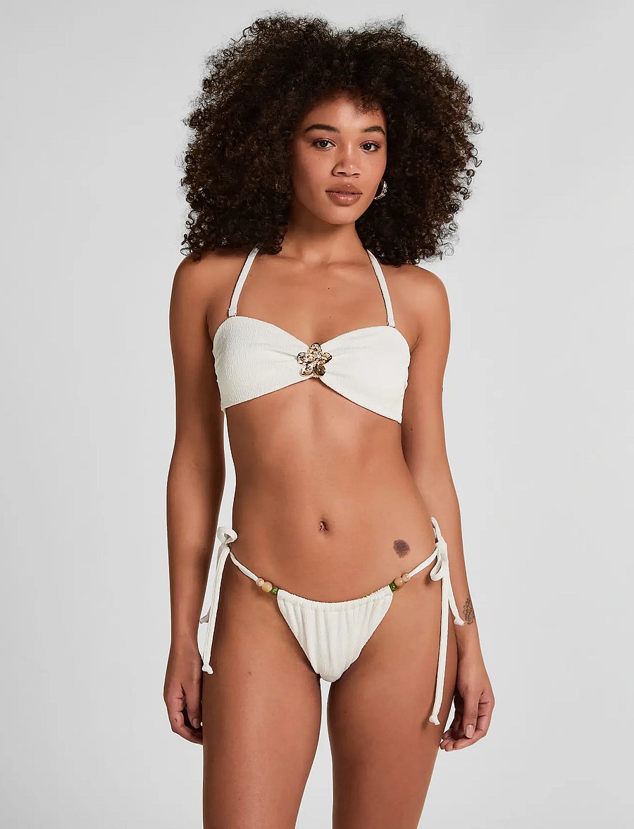 Hunkemöller - CRINKLE HL CHEEKY T - brazilian bikinis - snow white - 0
